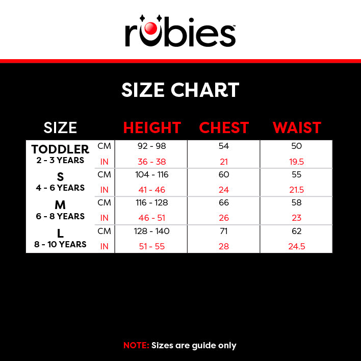 Size Charts UK Rubies Masquerade