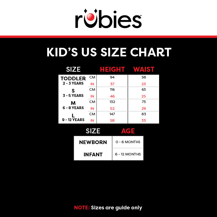 Size Charts UK Rubies Masquerade