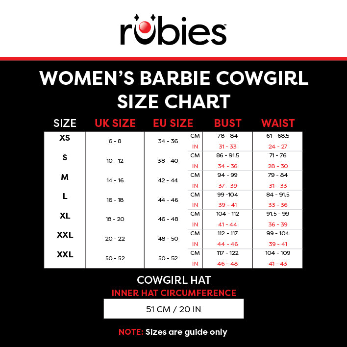Size Charts UK Rubies Masquerade
