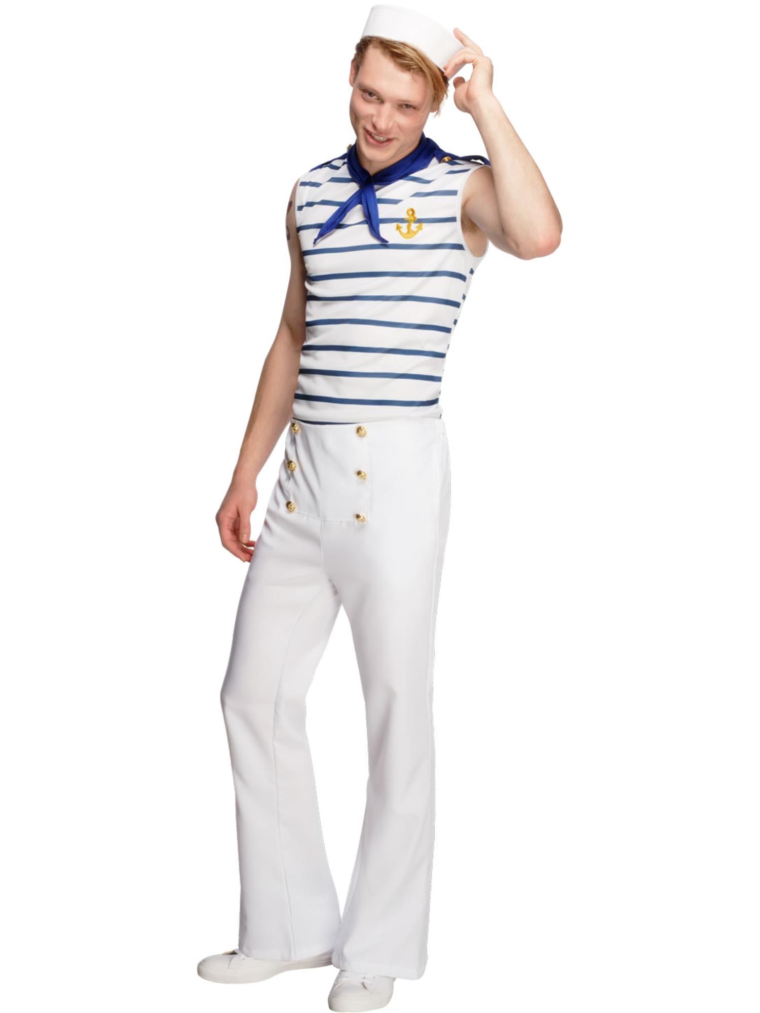 Fever Male French Sailor Costume, White