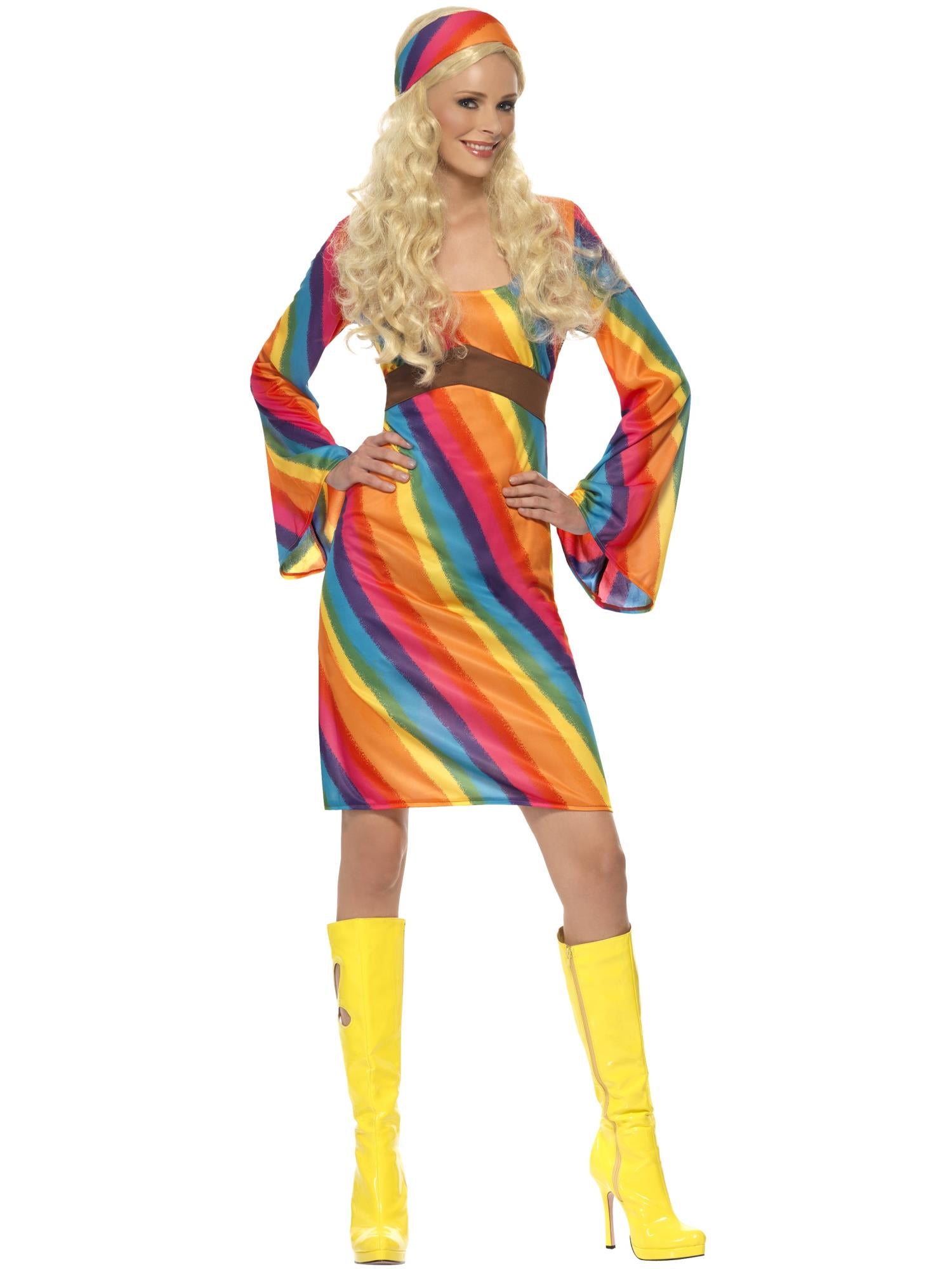 Rainbow Hippie Costume, Multi-Coloured