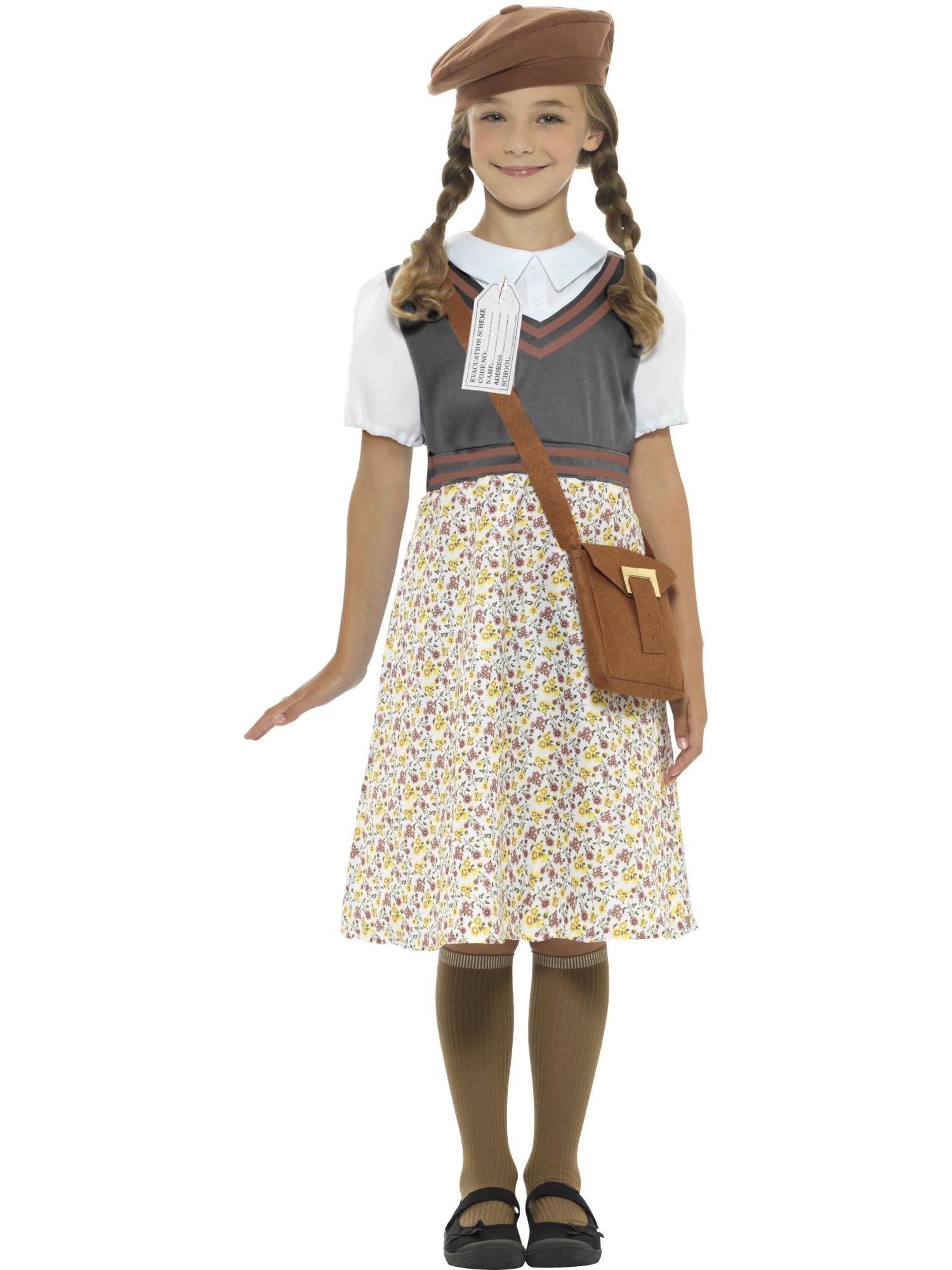 Evacuee School Girl Costume, Grey