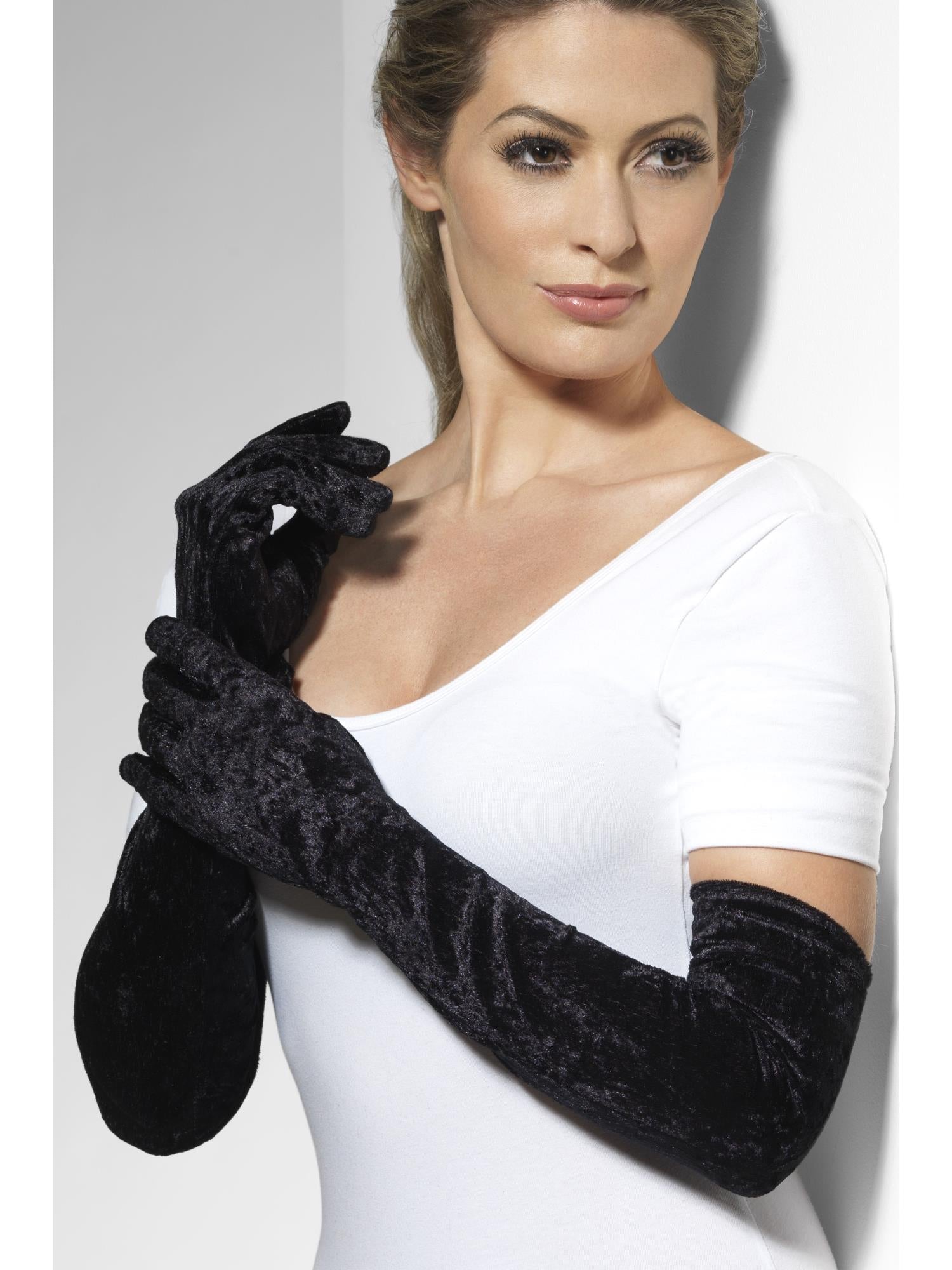 Velveteen Gloves, Black