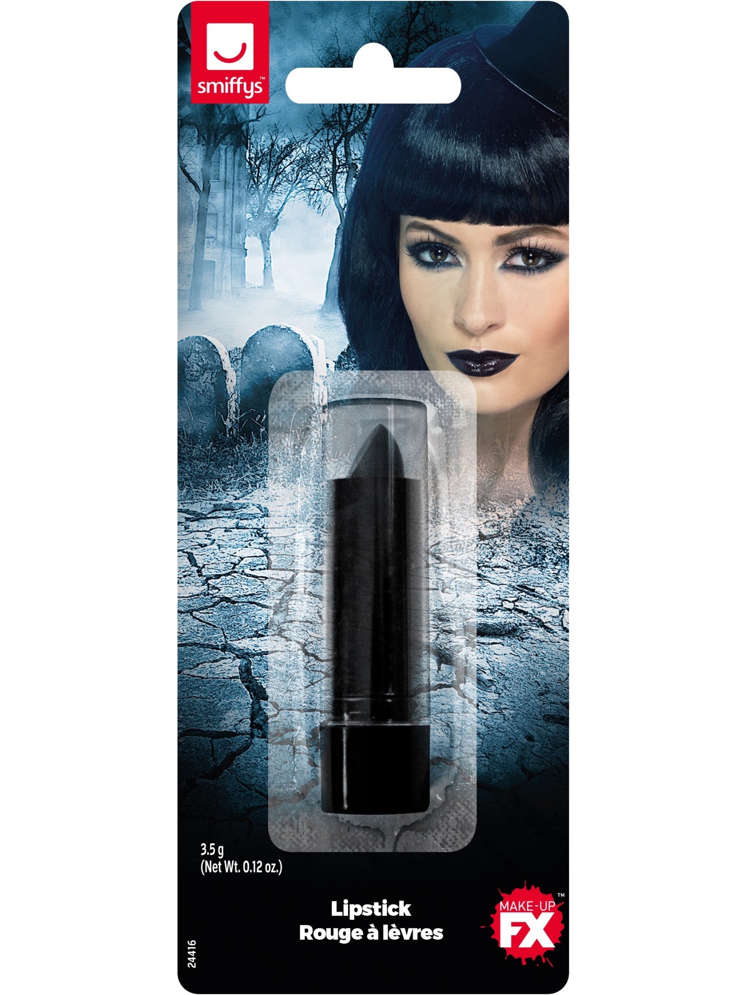 Smiffys Make-Up FX, Lipstick, Black