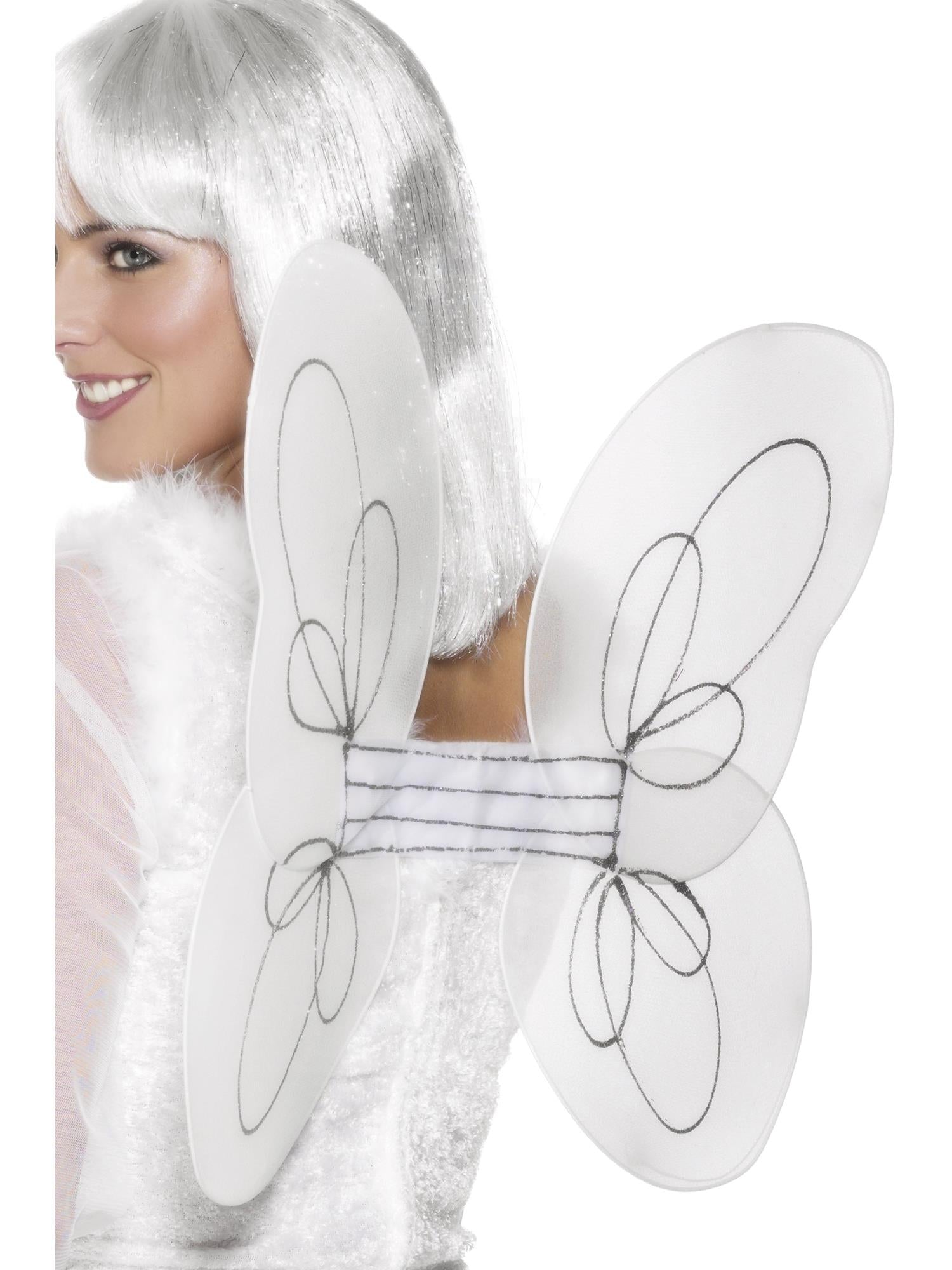 Angel Glitter Wings, White & Silver