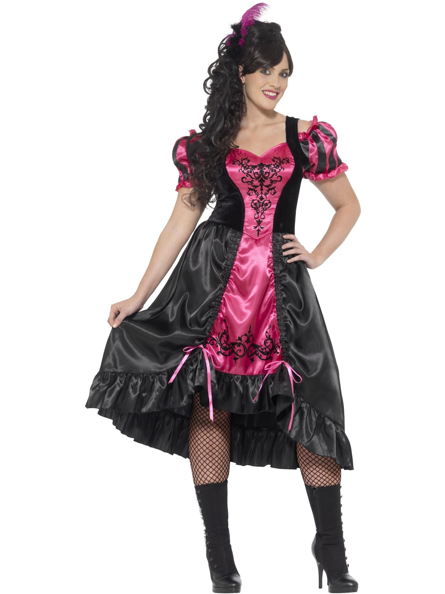Curves Sassy Saloon Costume, Pink