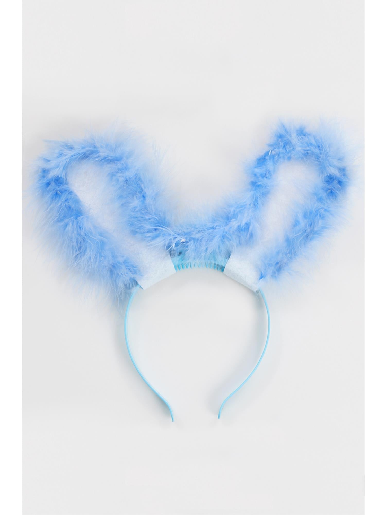 LED Light Up Fluffy Bunny Ears, Blue
