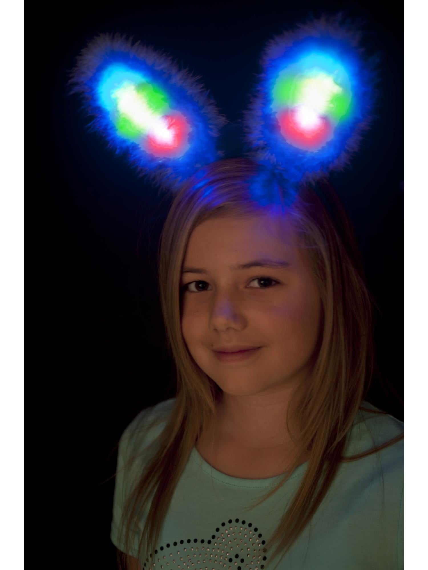 LED Light Up Fluffy Bunny Ears, Blue