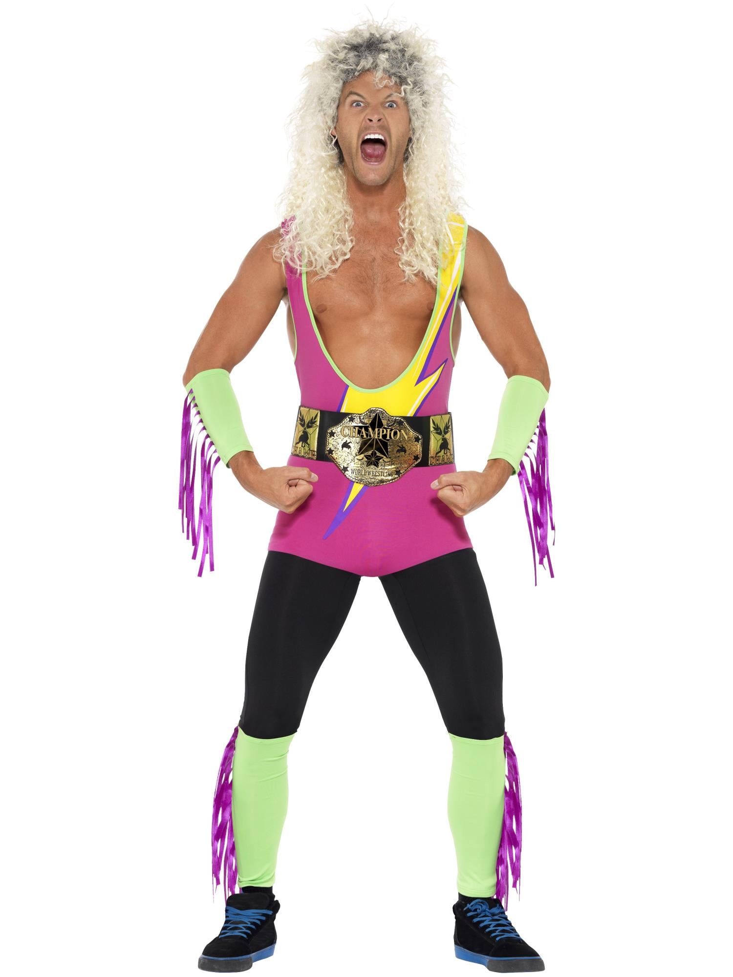 Retro Wrestler Costume, Multi-Coloured