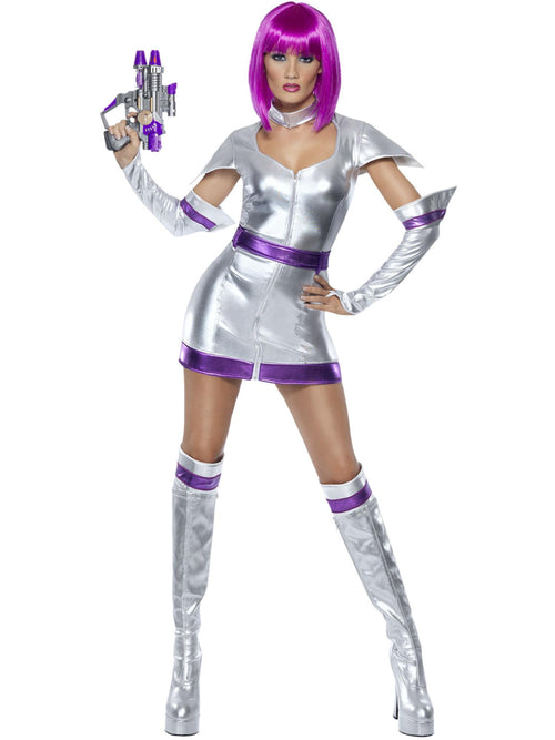 Fever Space Cadet Costume, Silver Metallic