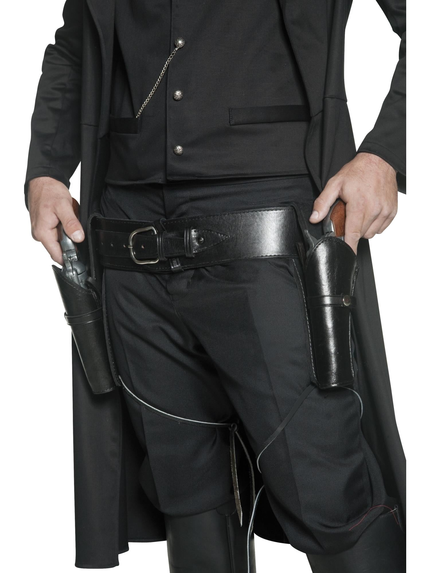 Authentic Western Belt & 2 Holsters, Black