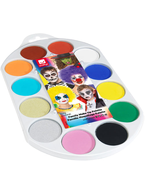 Smiffys Make-Up FX, 12 Colour Palette, Aqua, Multi