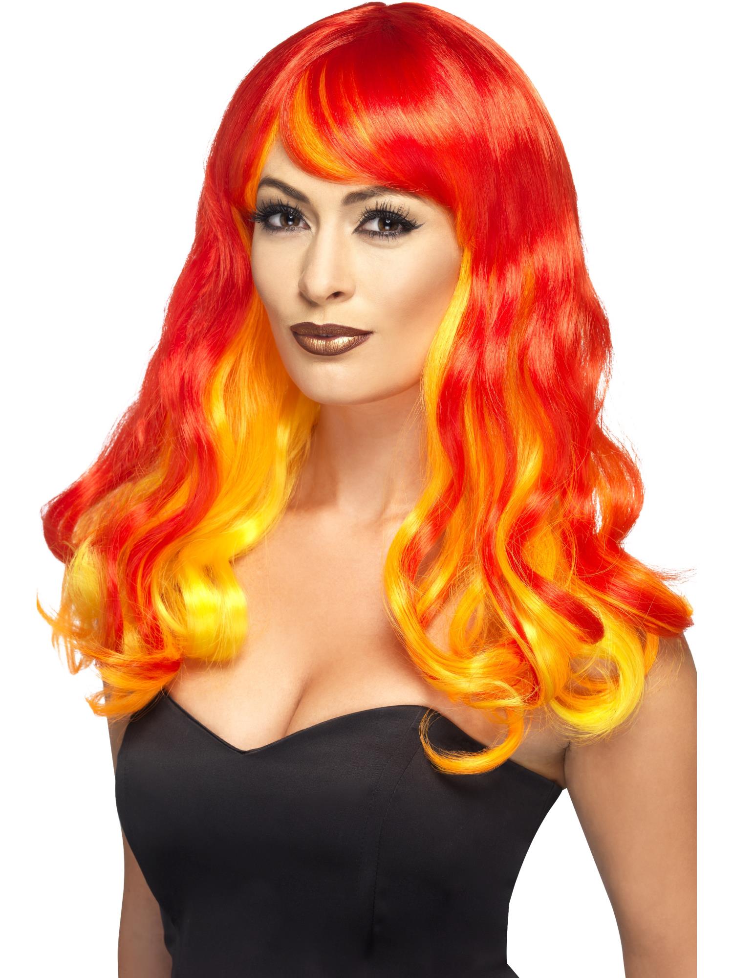 Ombre Devil Flame Wig, Red & Orange