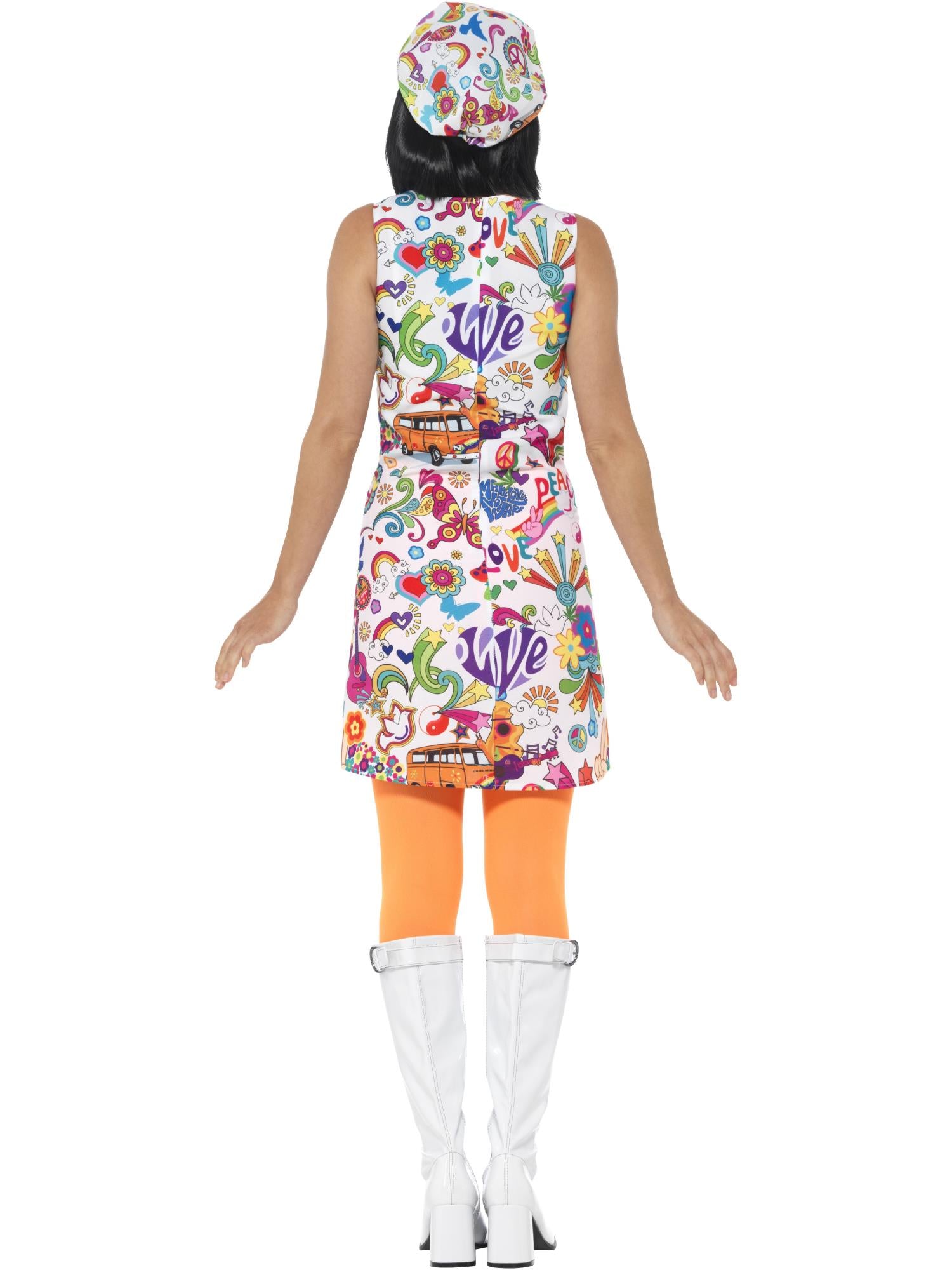 60's Groovy Chick Costume, Multi-Coloured