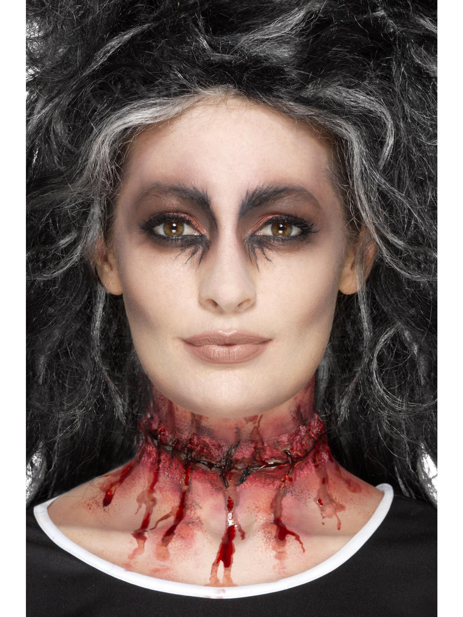 Smiffys Make-Up FX, Latex Stitched Neck, Red