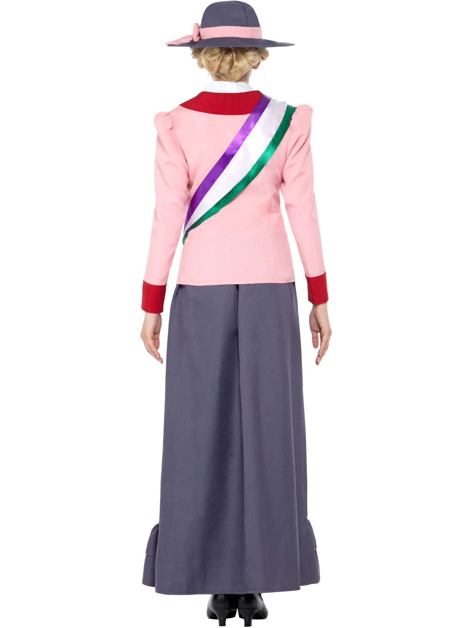Deluxe Victorian Suffragette Costume, Grey & Pink