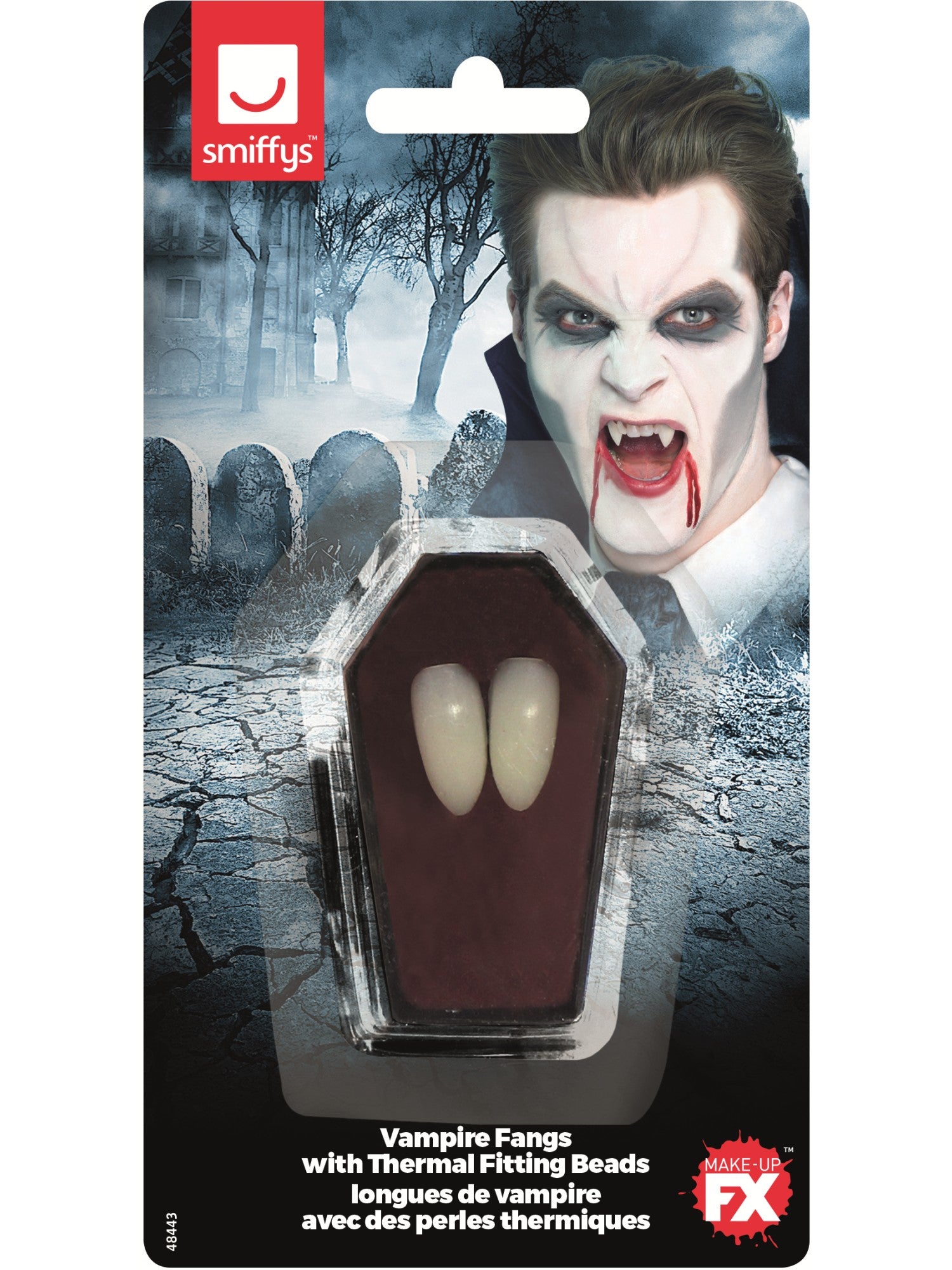 Smiffys Make-Up FX, Vampire Fangs, White
