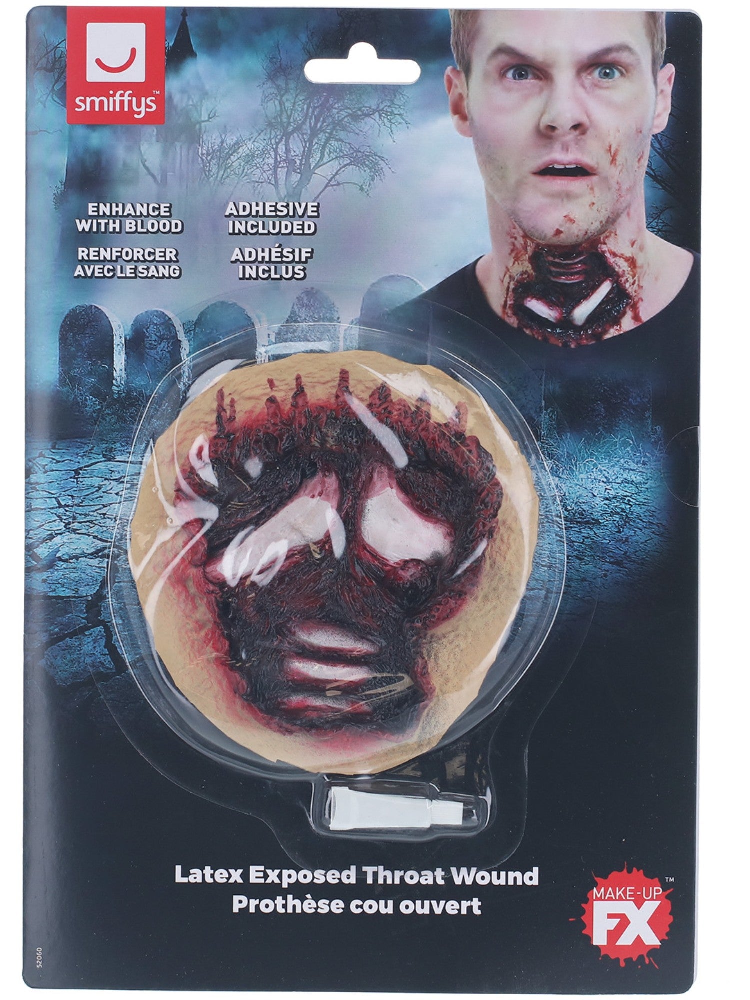 Smiffys Make-Up FX, Latex Exposed Throat Wound, Re