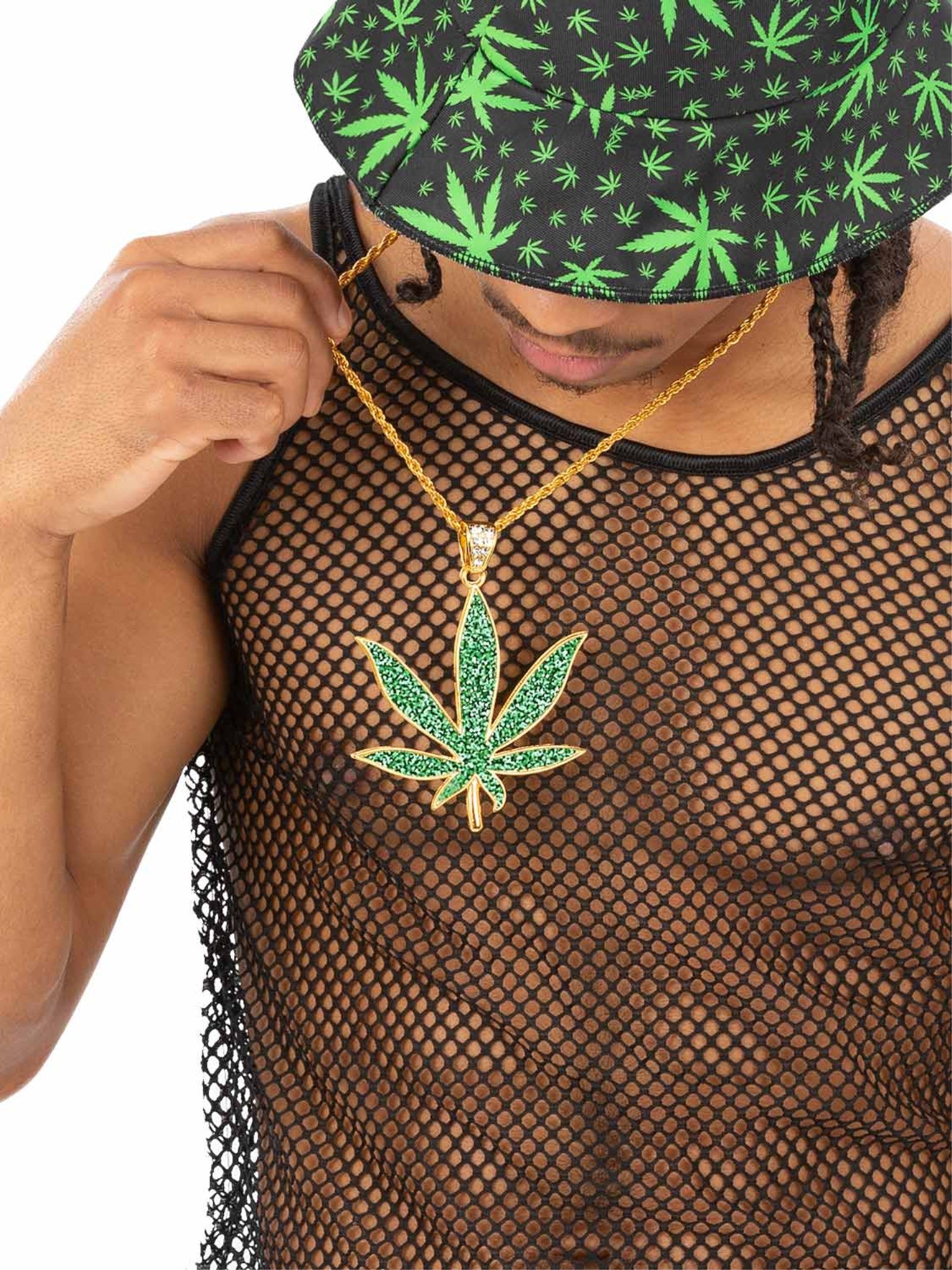 90s Hemp Bling Medallion, Green Glitter Resin