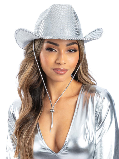 Silver Disco Ball Cowboy Hat