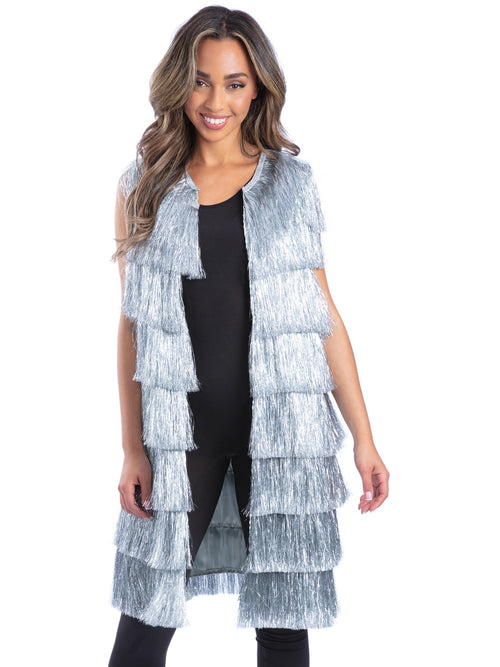 Fever Tinsel Festival Waistcoat, Silver