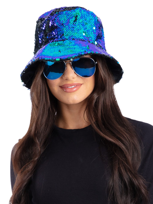 Green/Blue Brush Sequin Bucket Hat