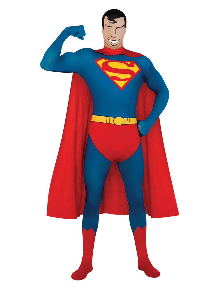 Superman, 2nd Skin, Multi, WB DC Comics, Adult Costume, Extra Large, Front