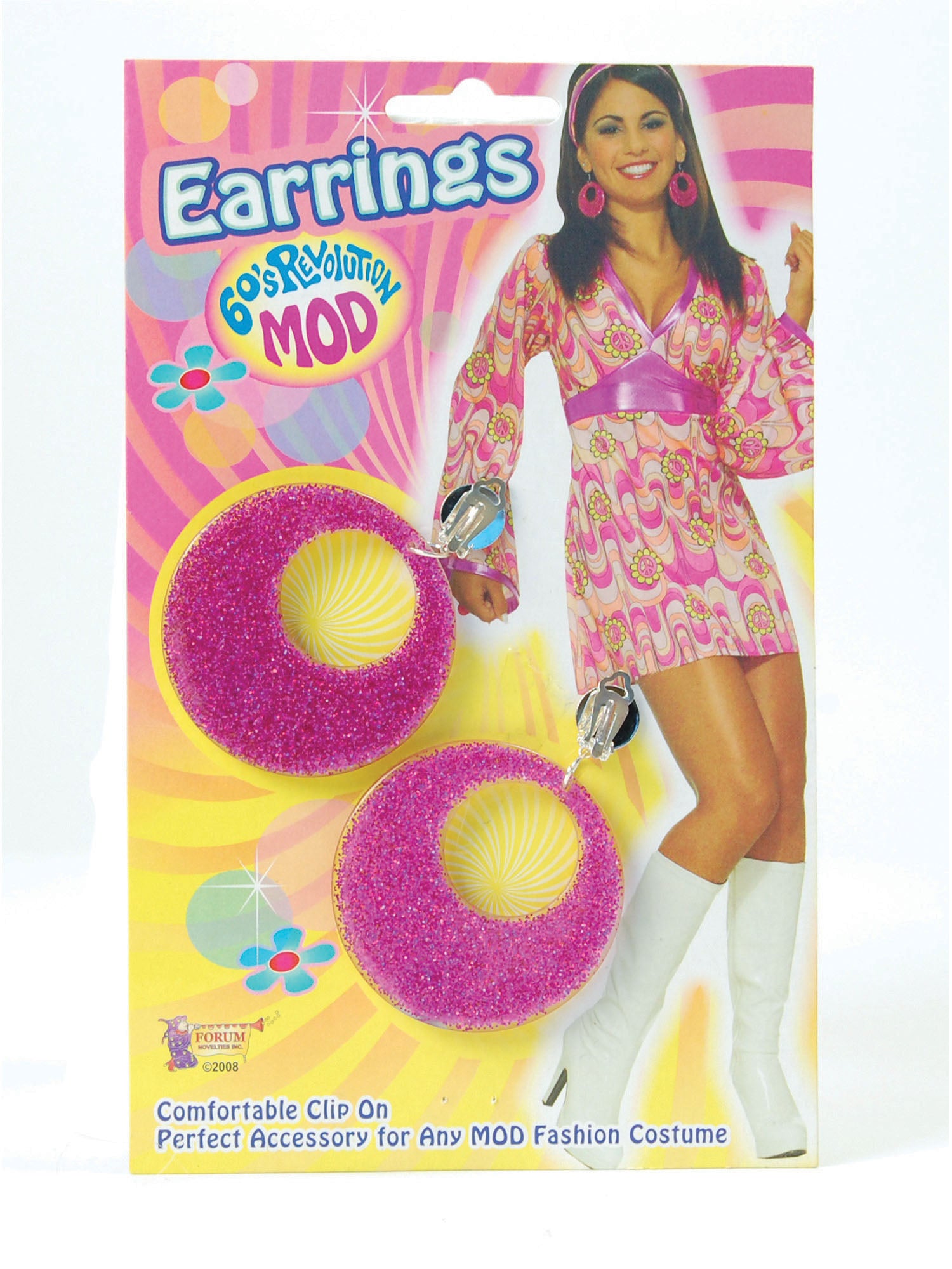 Pink Mod Glitter Earrings