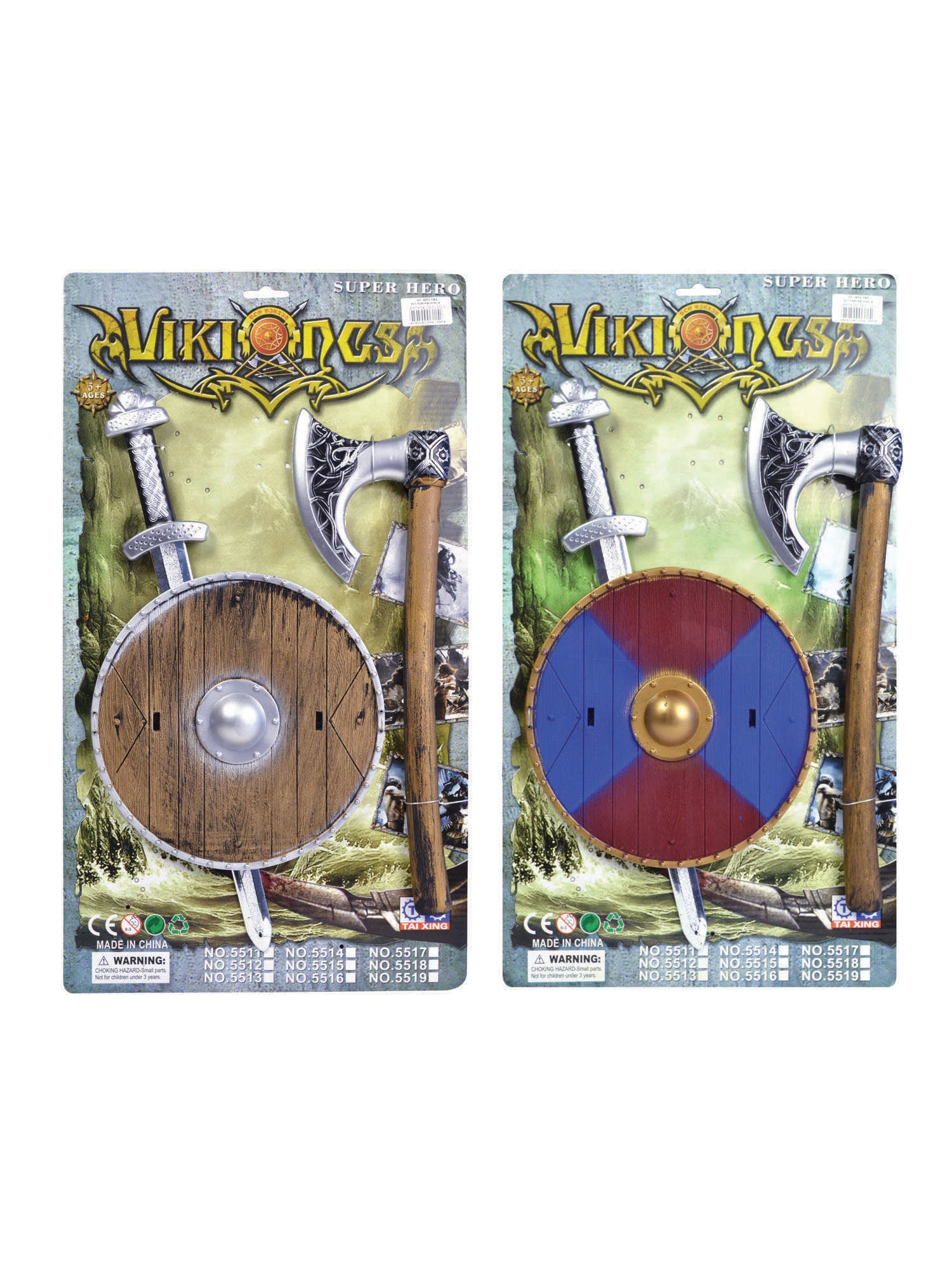 Viking Sword Shield And Axe Set (Asst Colours)