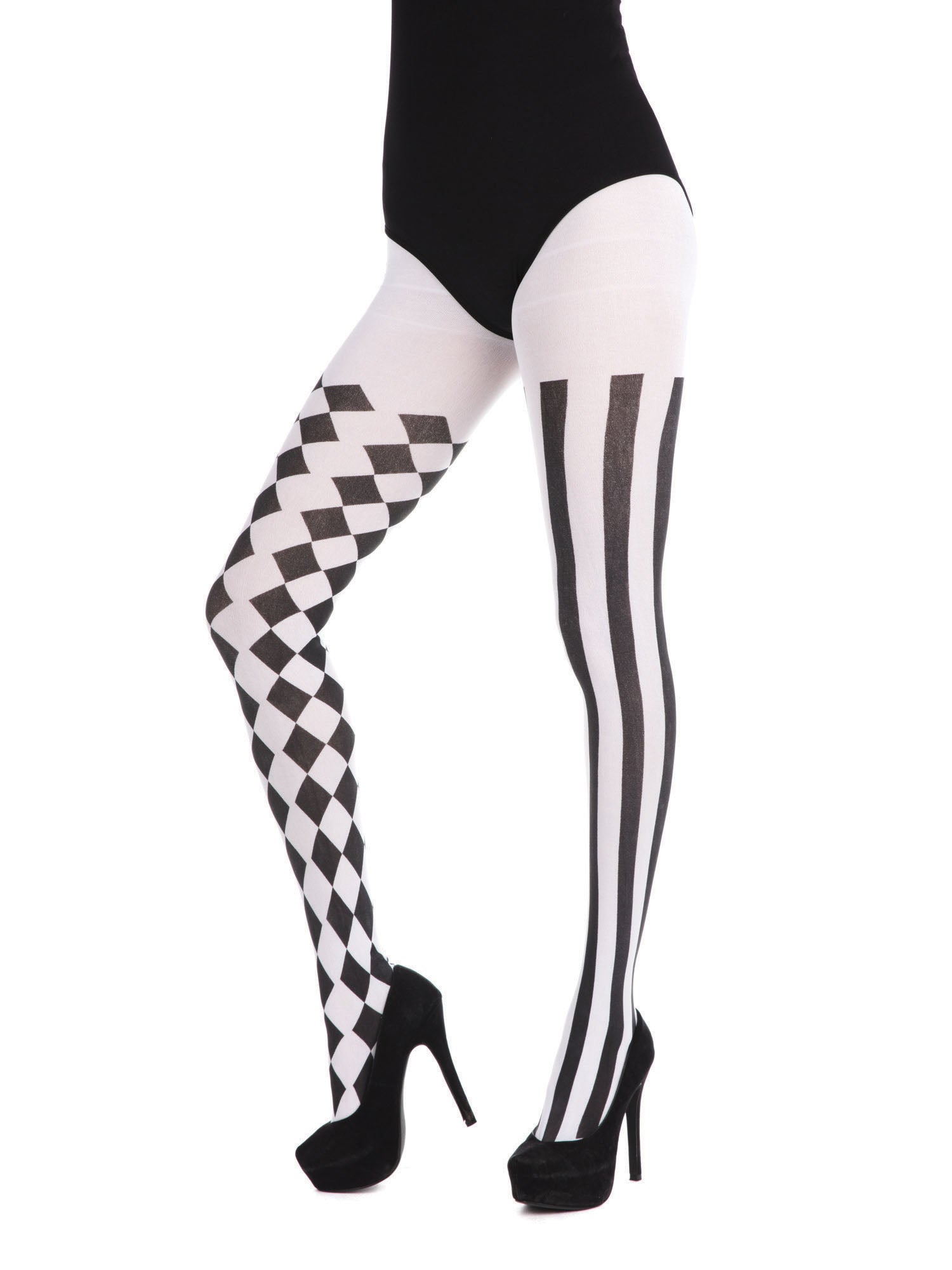 Harlequin Tights - Black/White