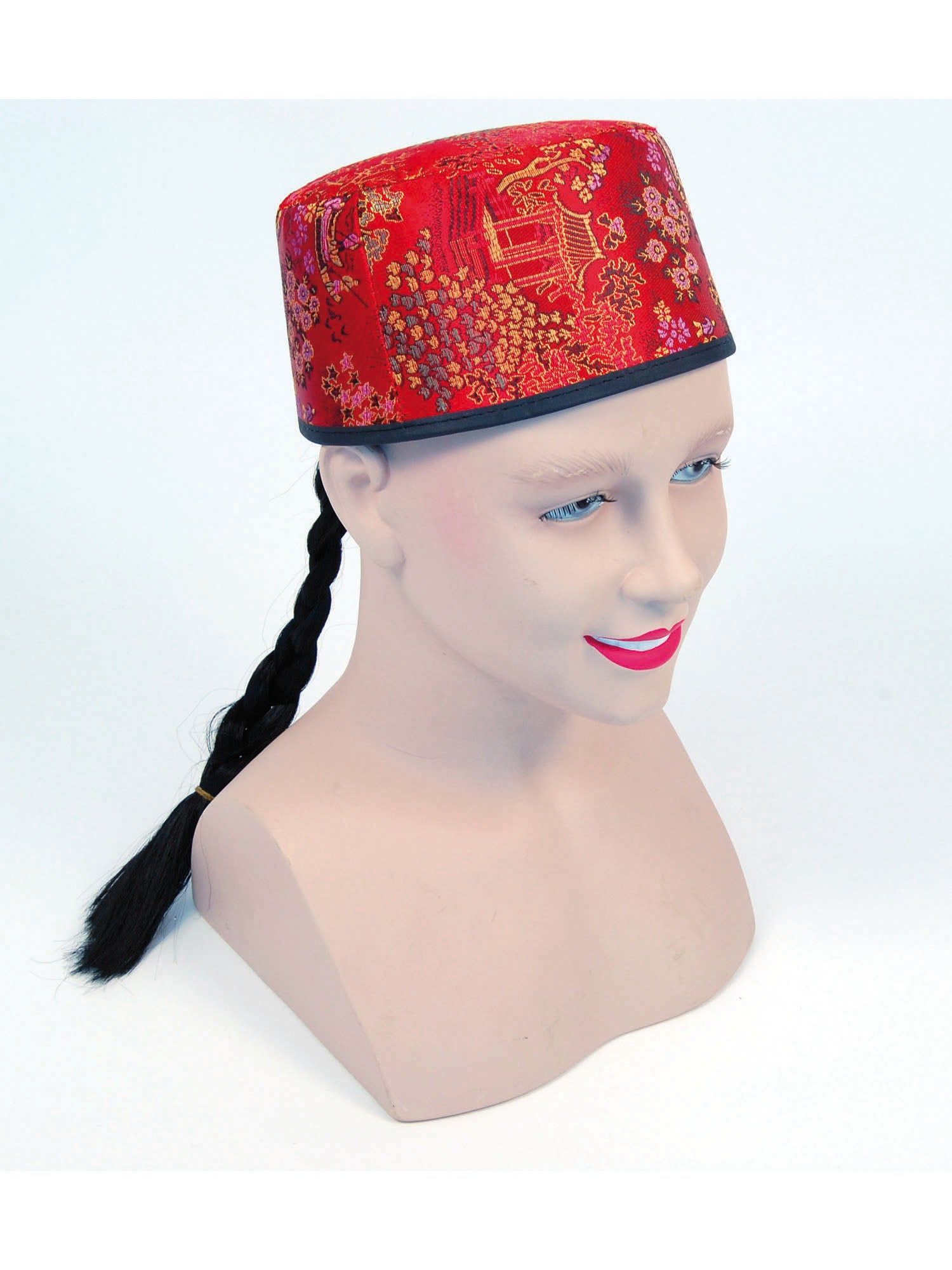 Chinese Hat Red Fabric And Plait