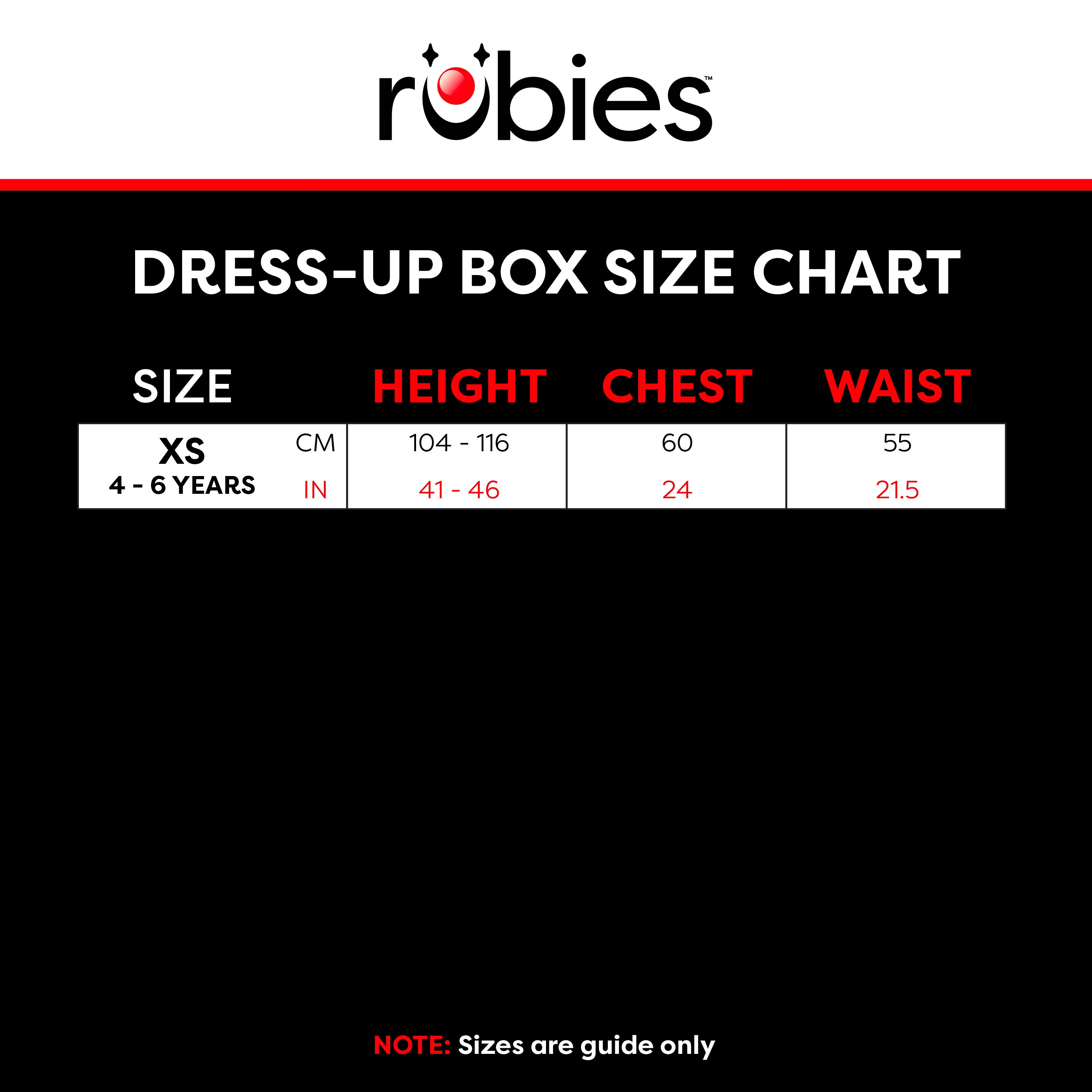 Size Charts UK Rubies Masquerade