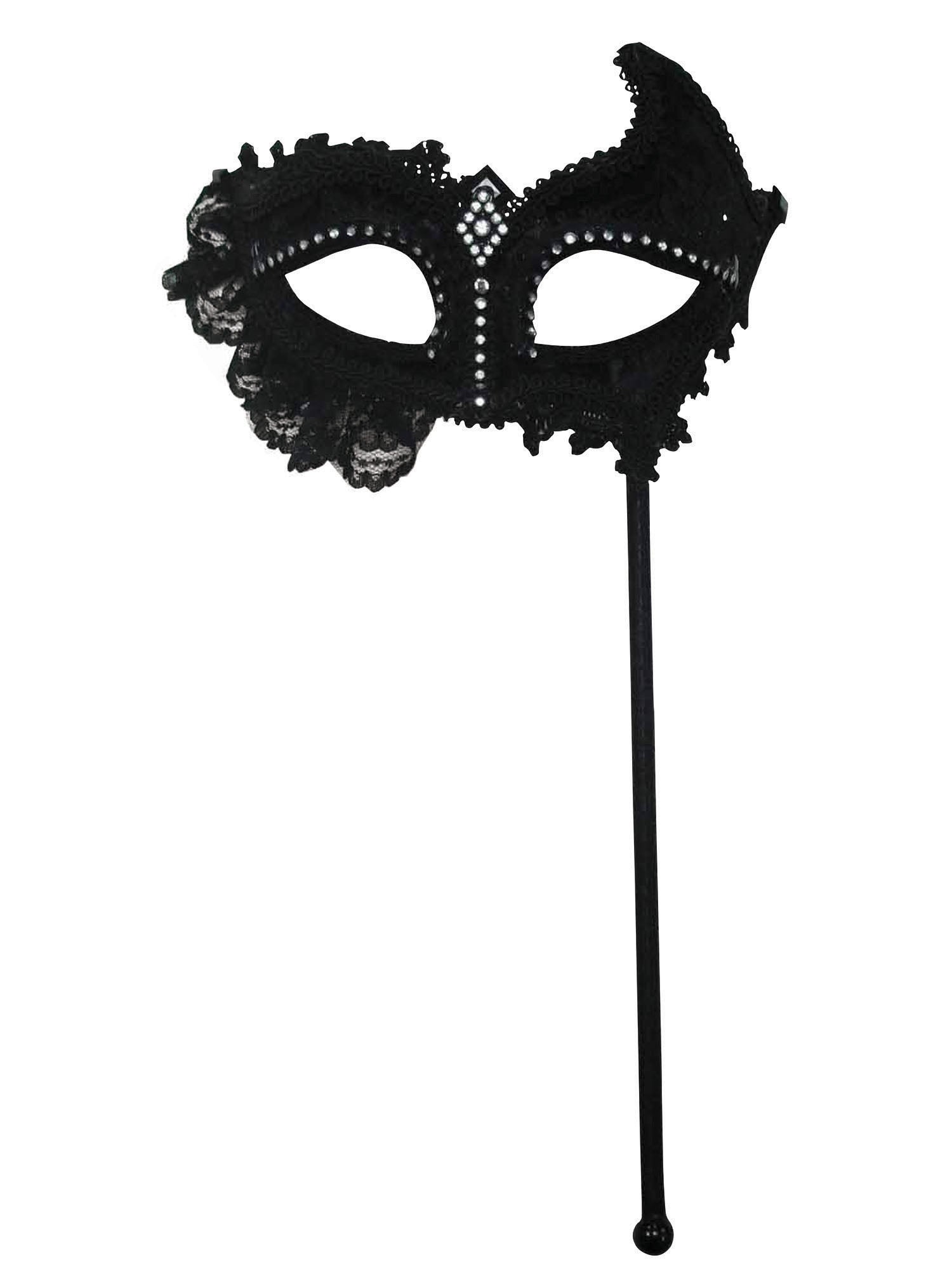 Black Lace Mask On Stick