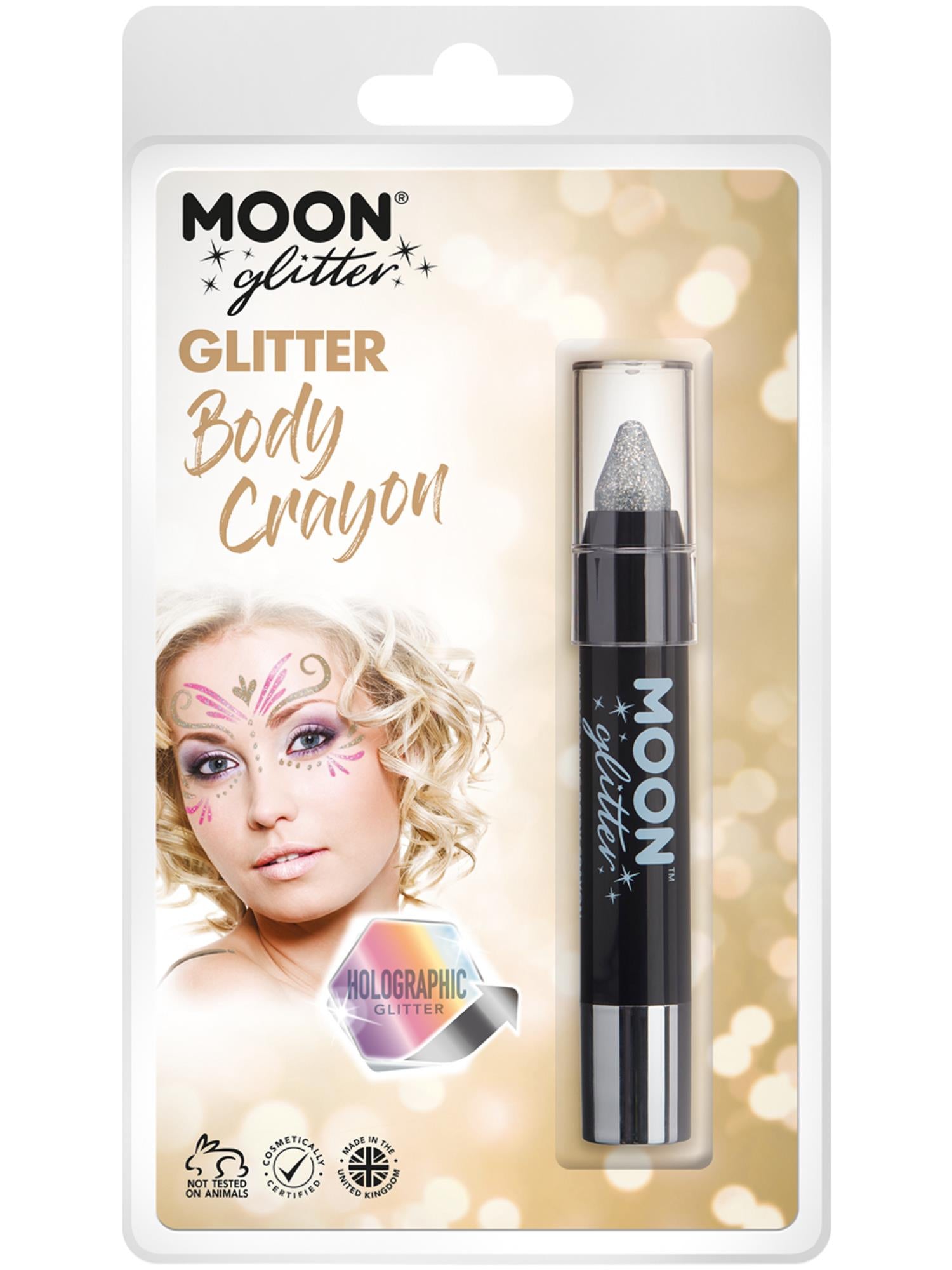 Moon Glitter Holographic Body Crayons, Silver