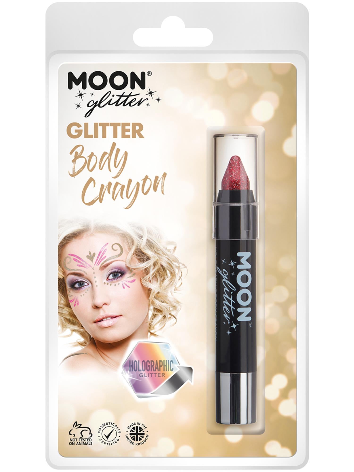 Moon Glitter Holographic Body Crayons, Red