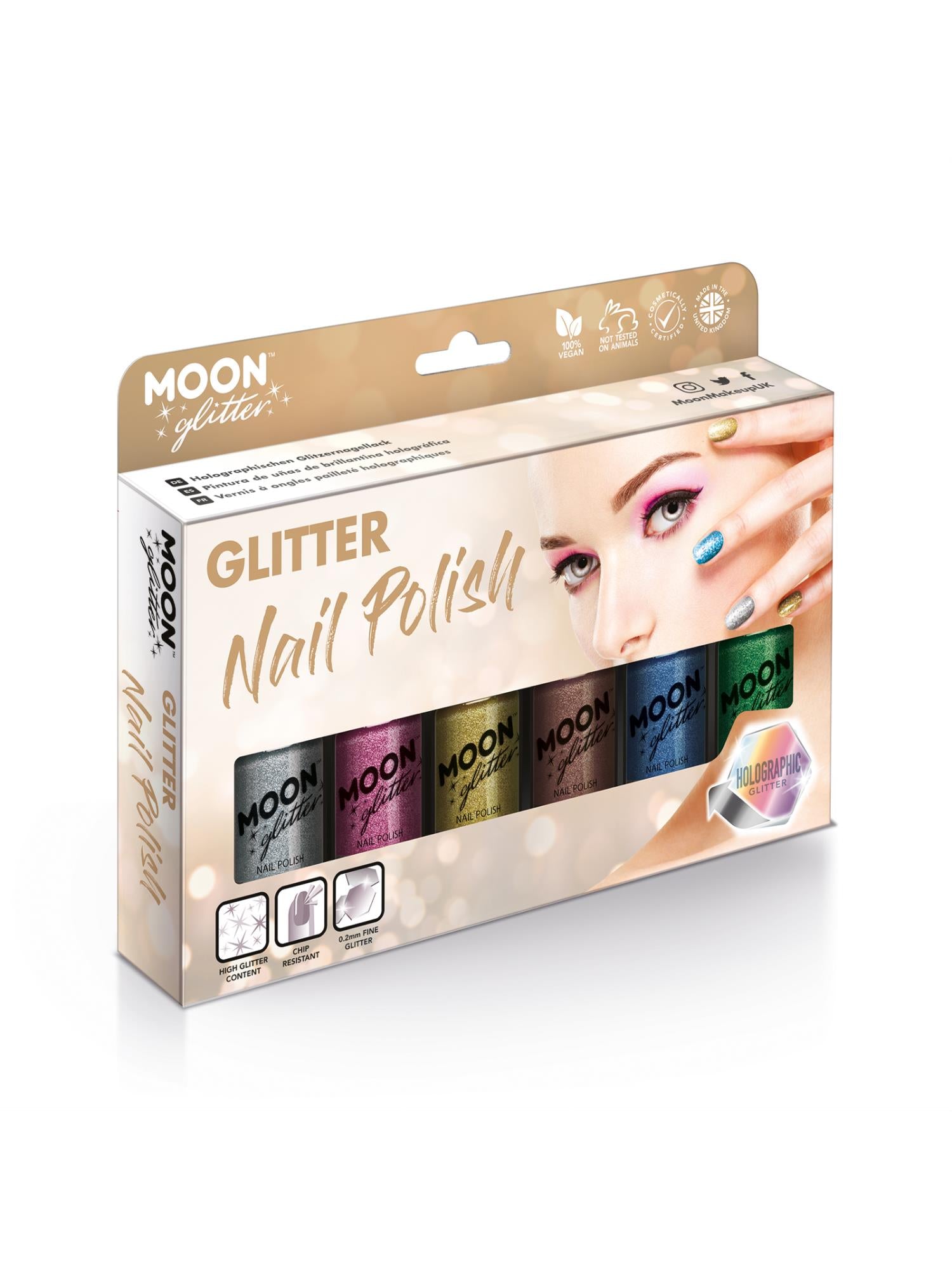 Moon Glitter Holographic Nail Polish, Assorted