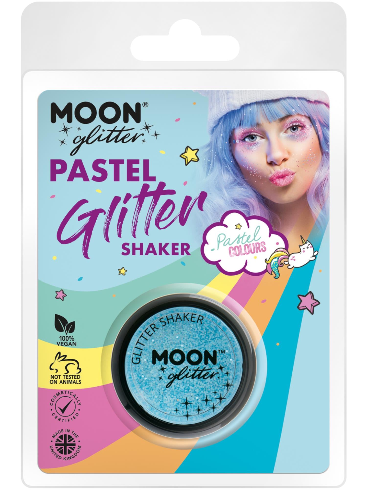 Moon Glitter Pastel Glitter Shakers, Baby Blue