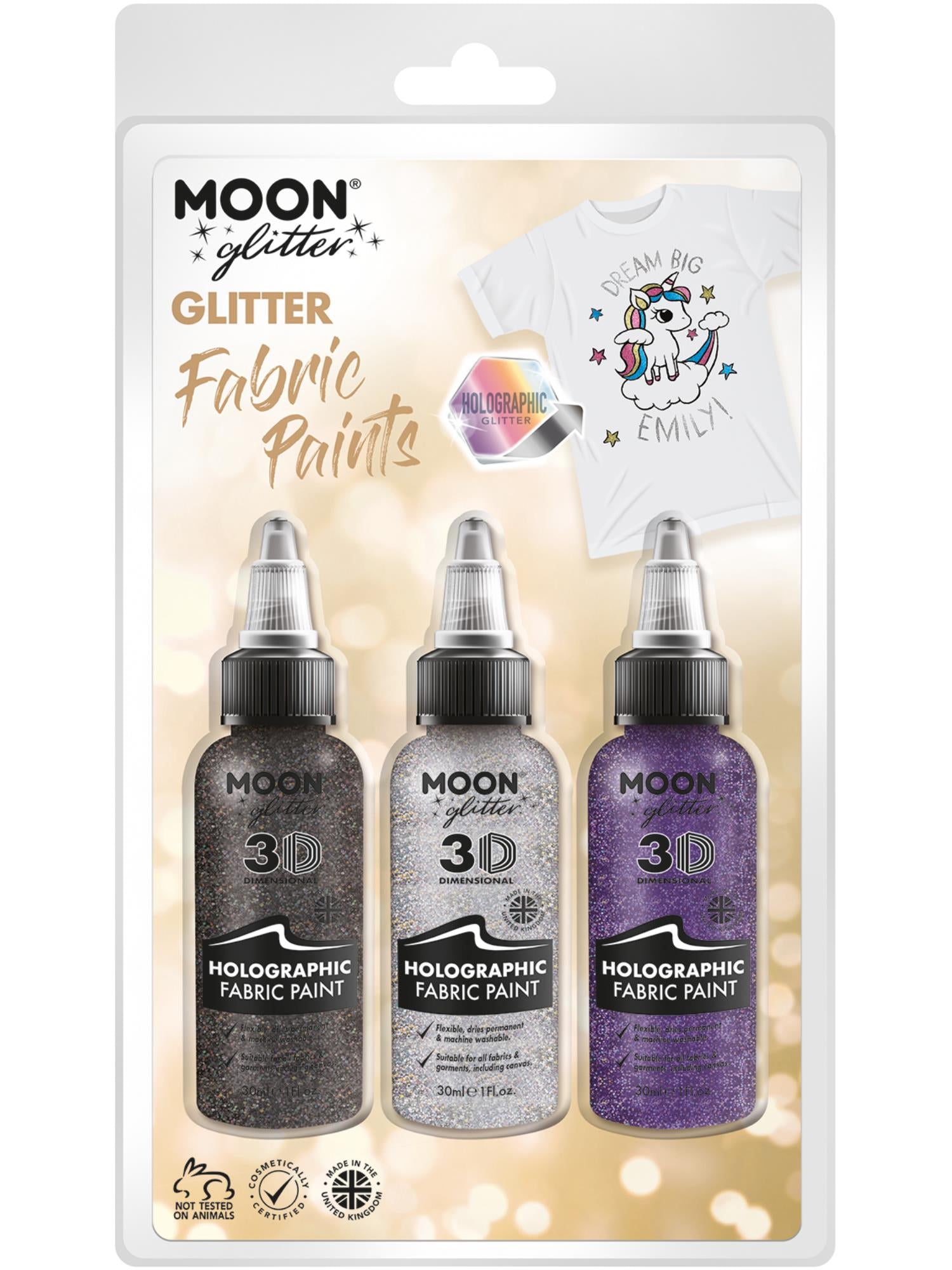 Moon Glitter Holographic Glitter Fabric Paint,