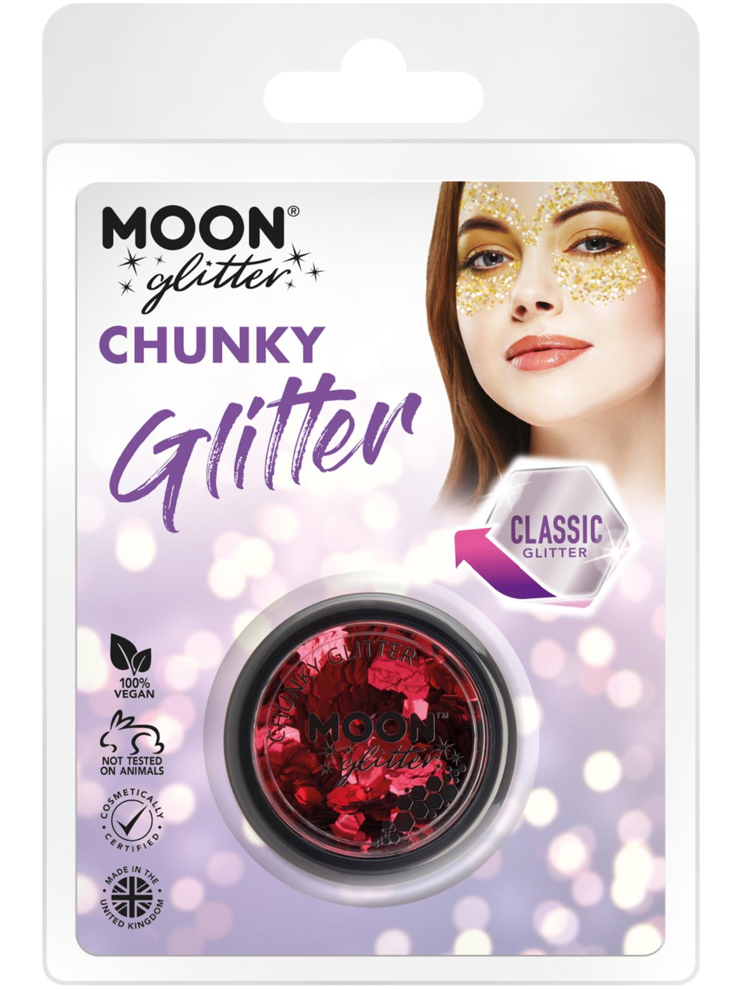 Moon Glitter Classic Chunky Glitter, Red