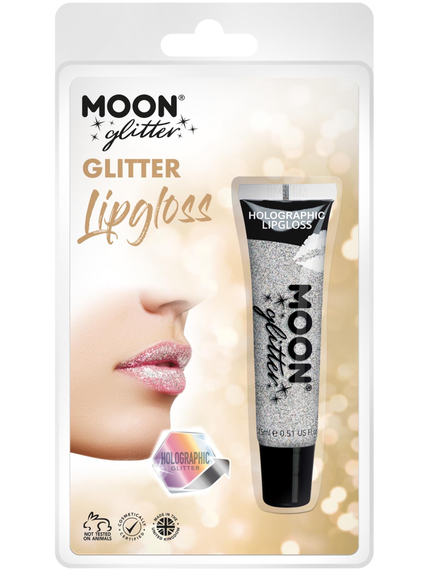 Moon Glitter Holographic Glitter Lipgloss, Silver