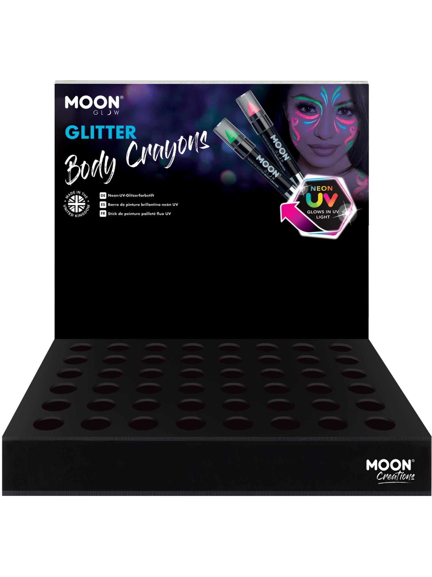 Moon Glow - Neon UV Glitter Body Crayons,