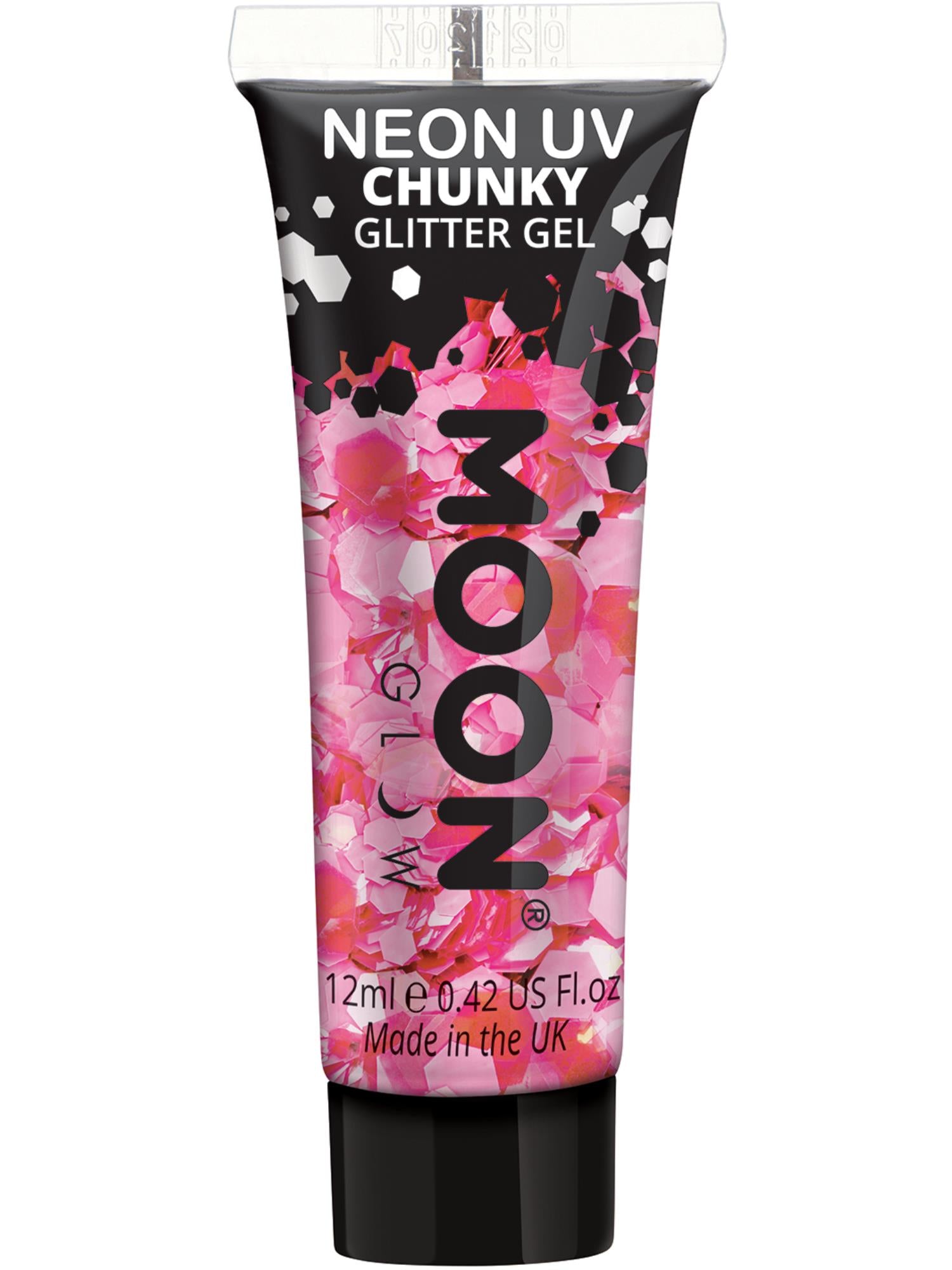 Moon Glow - Neon UV Chunky Glitter Gel, Hot Pink