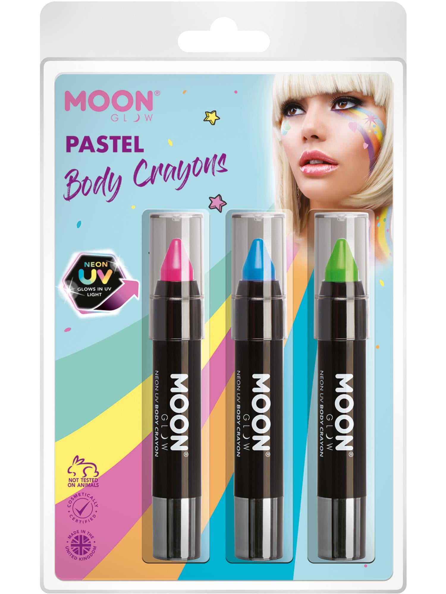 Moon Glow Pastel Neon UV Body Crayons,