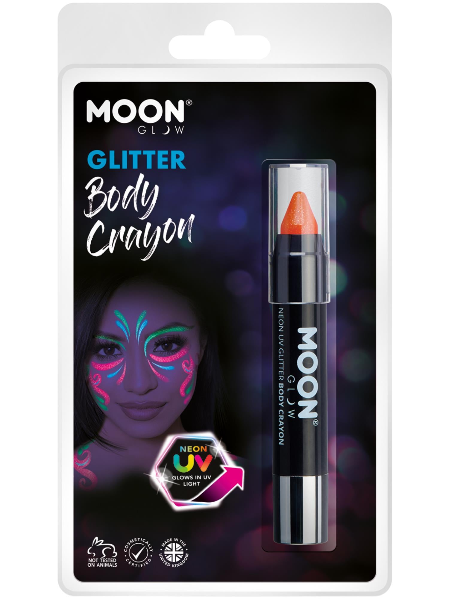 Moon Glow - Neon UV Glitter Body Crayons, Orange