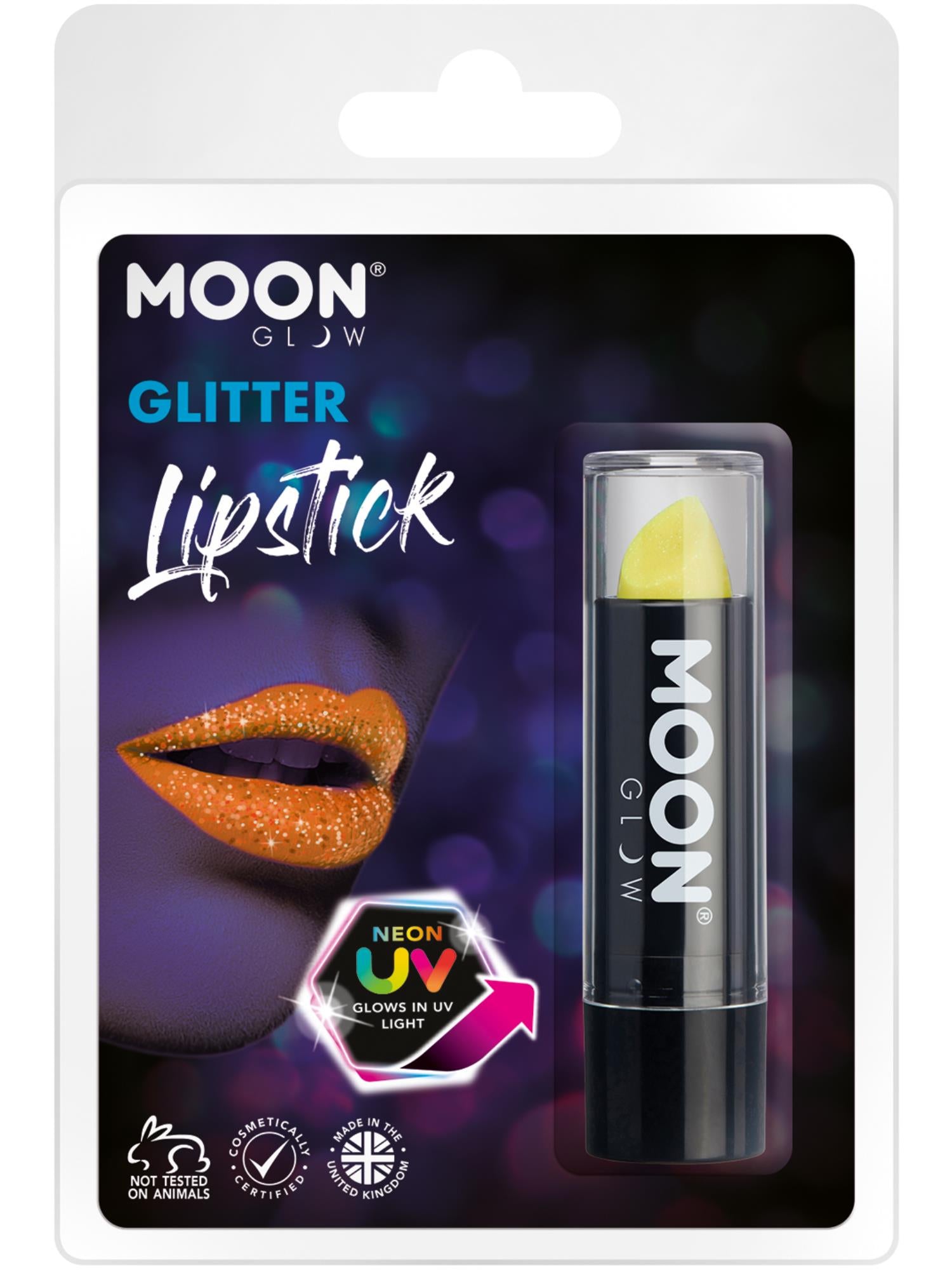 Moon Glow - Neon UV Glitter Lipstick, Yellow
