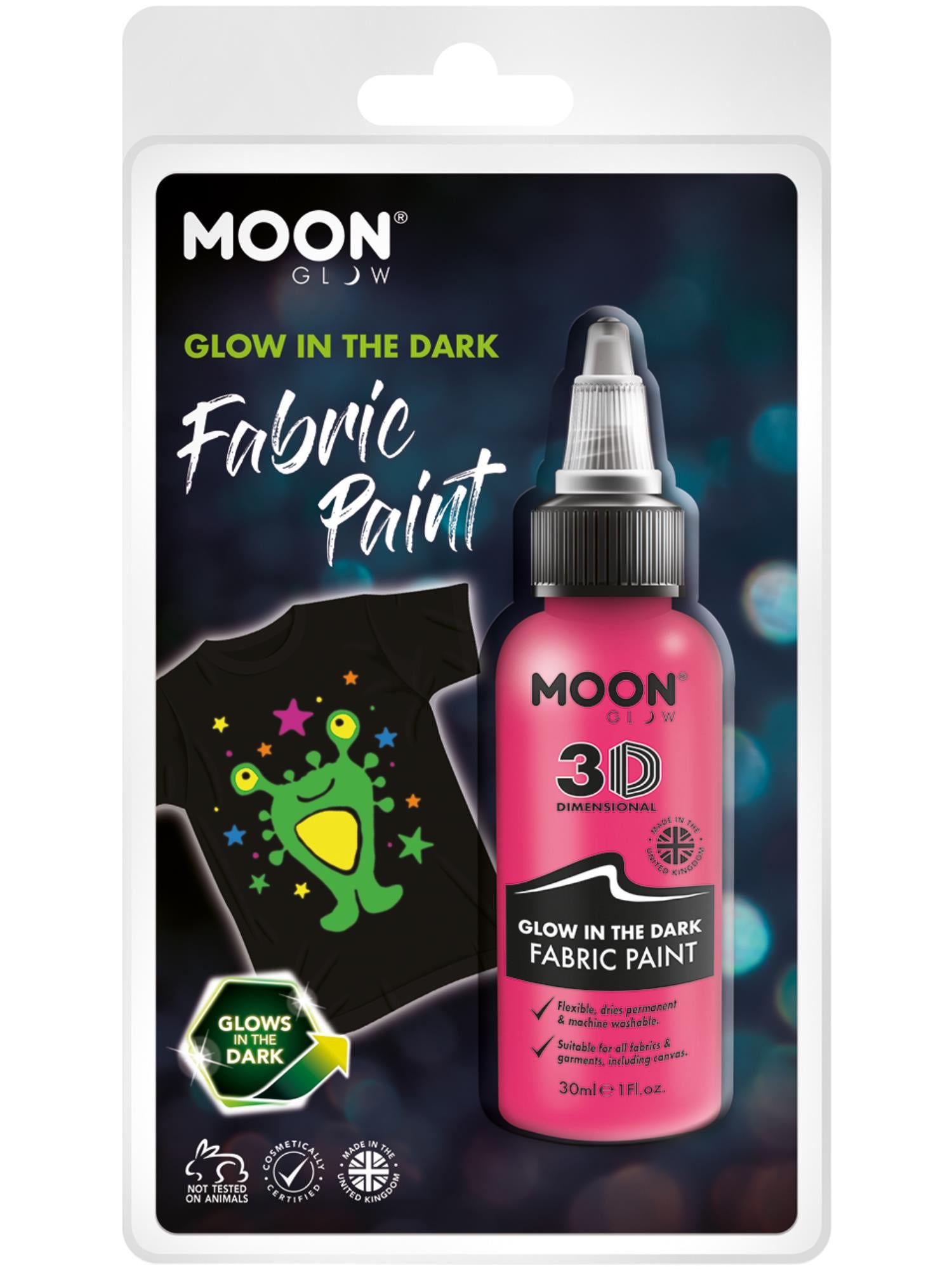 Moon Glow - Glow in the Dark Fabric Paint, Pink