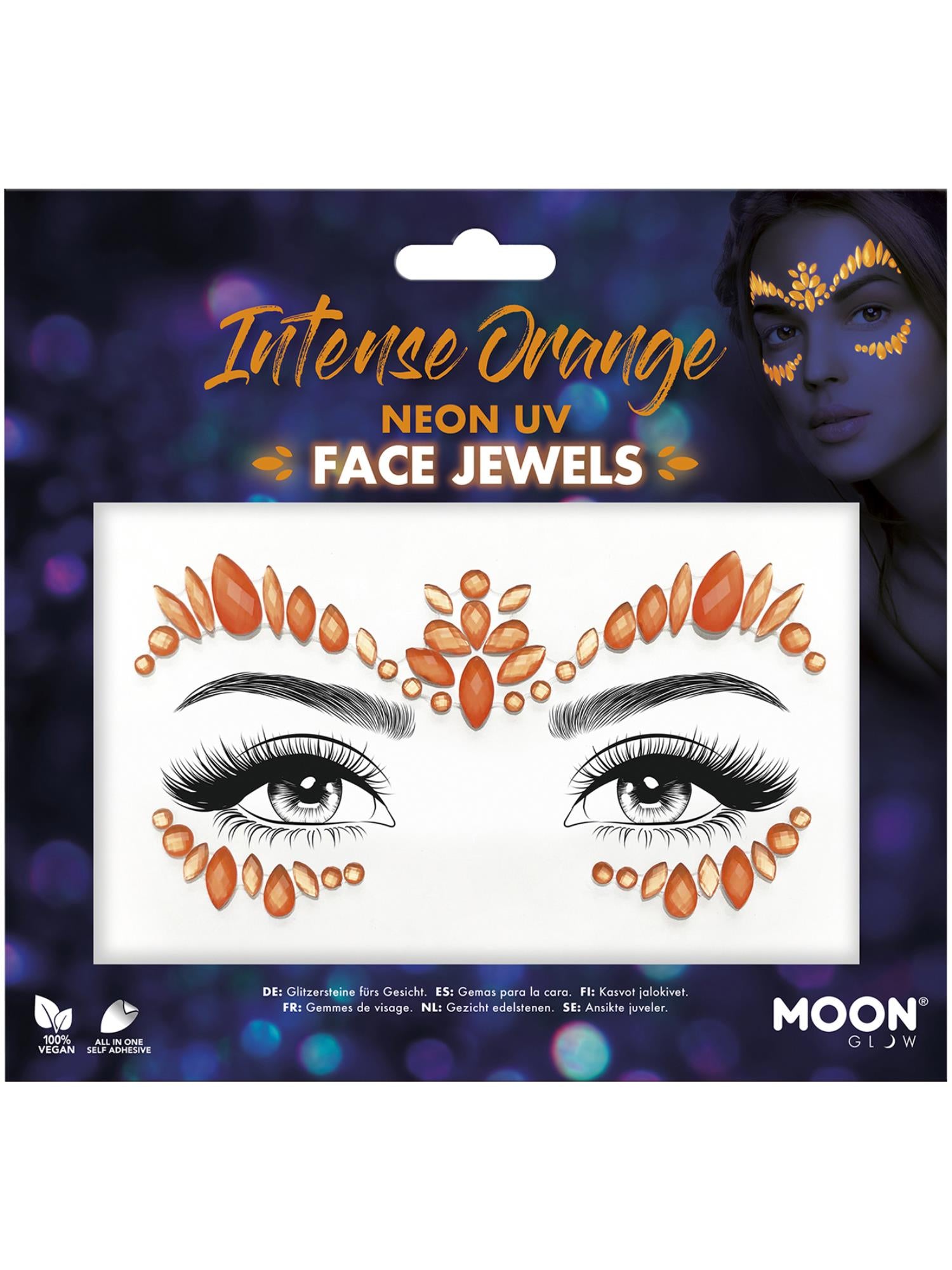 Moon Glow Face Jewels, Intense Orange