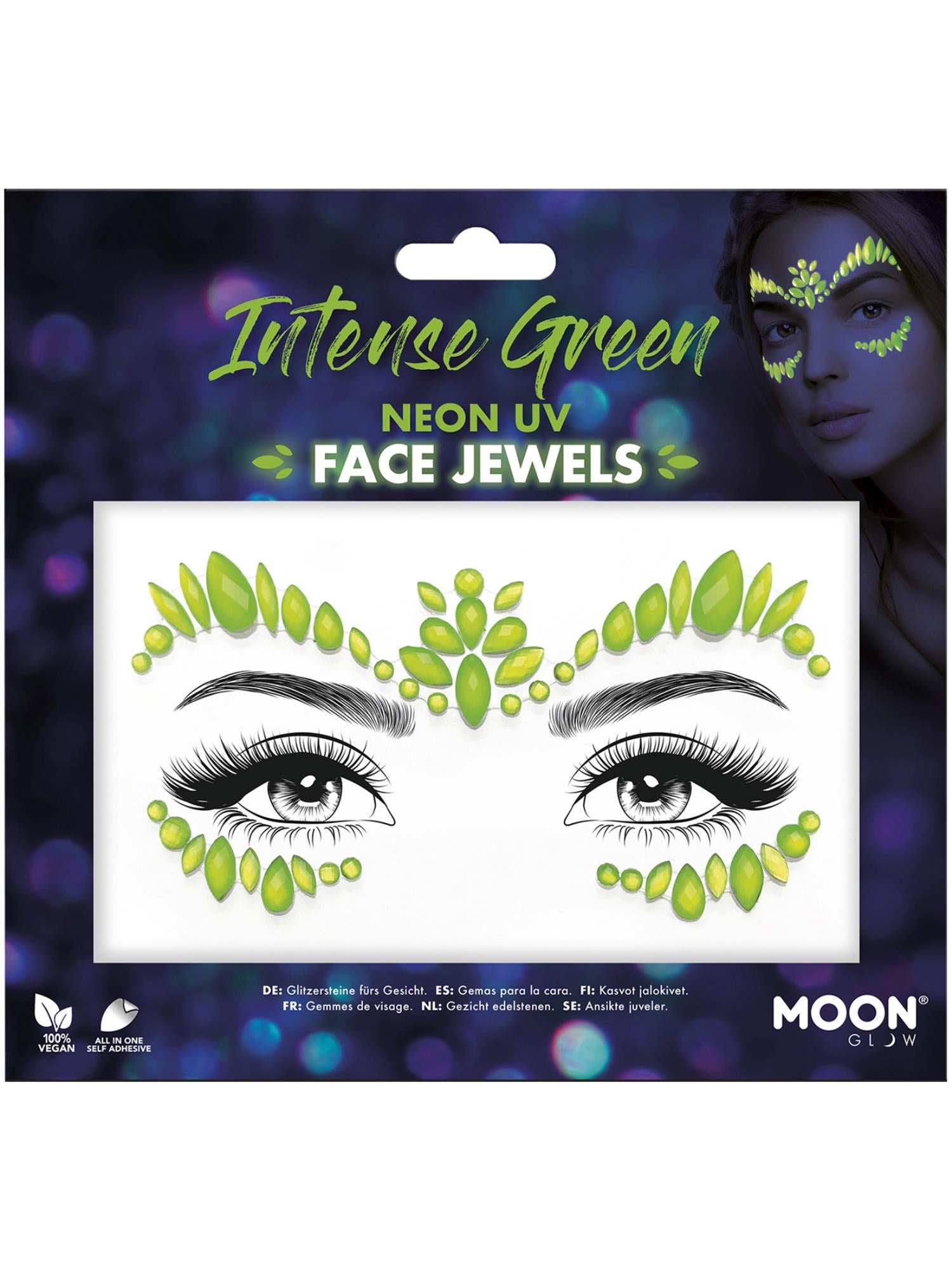 Moon Glow Face Jewels, Intense Green
