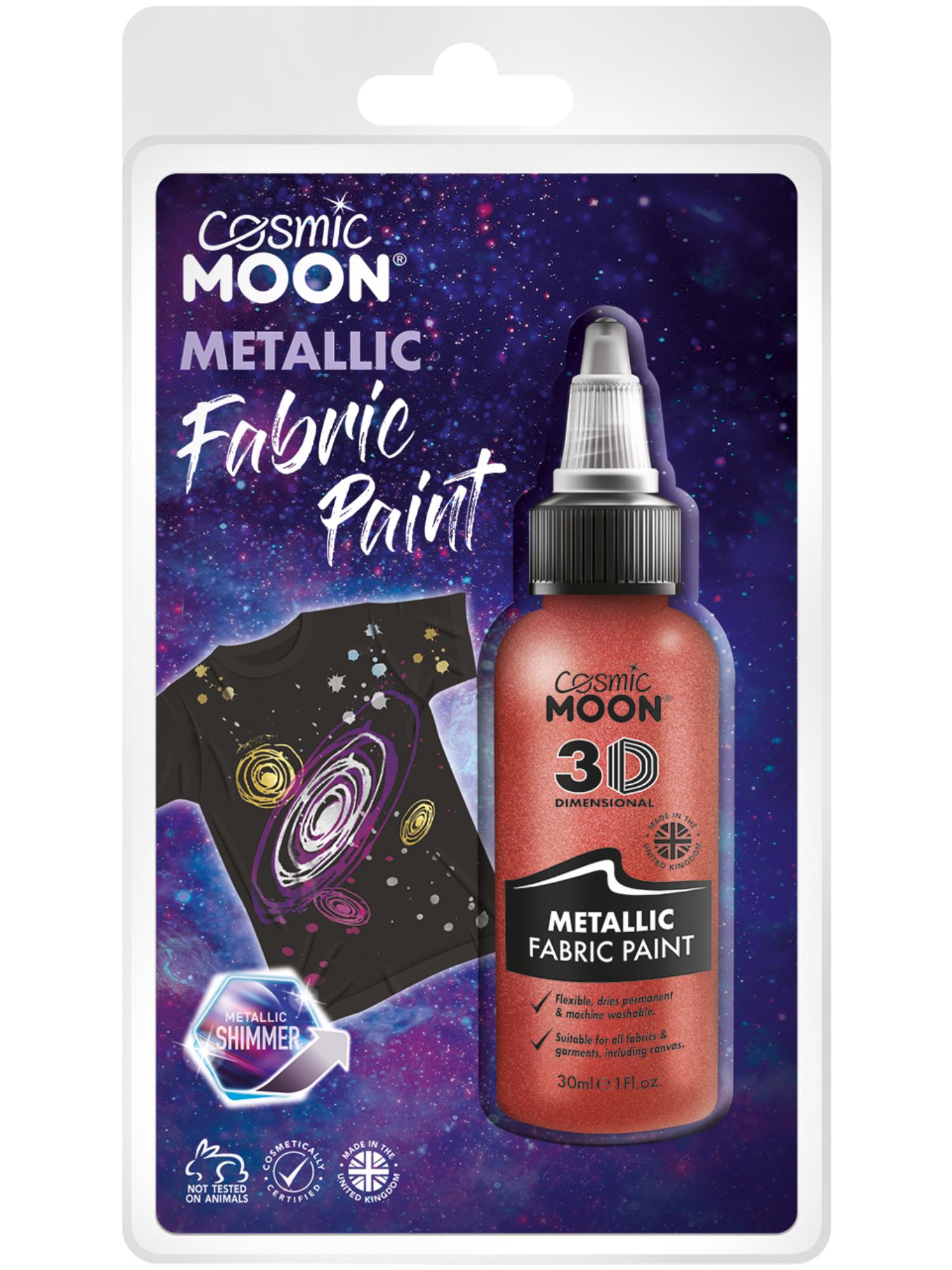Cosmic Moon Metallic Fabric Paint, Red